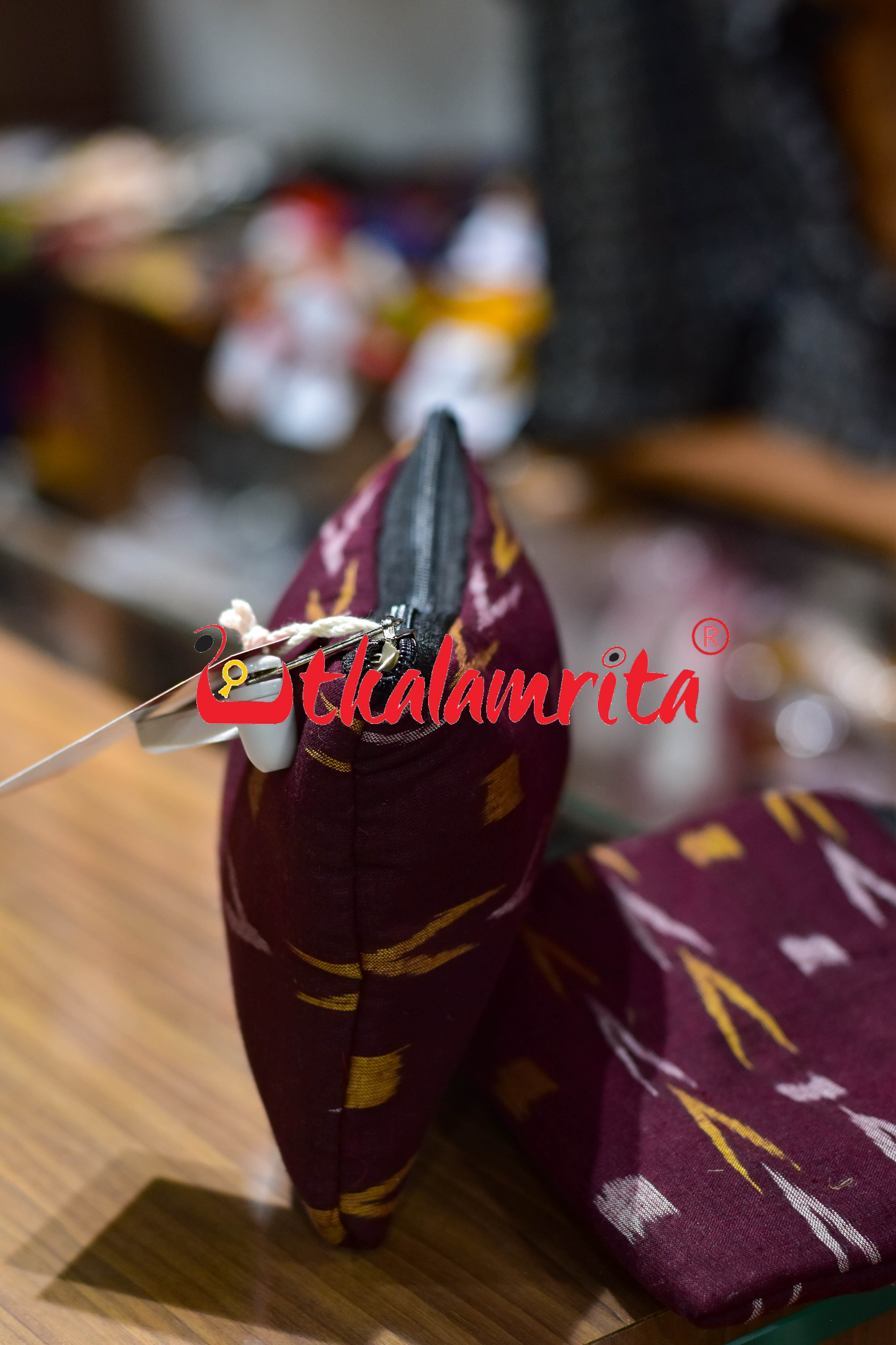 Maroon Yellow Dhanpatri Small Purse