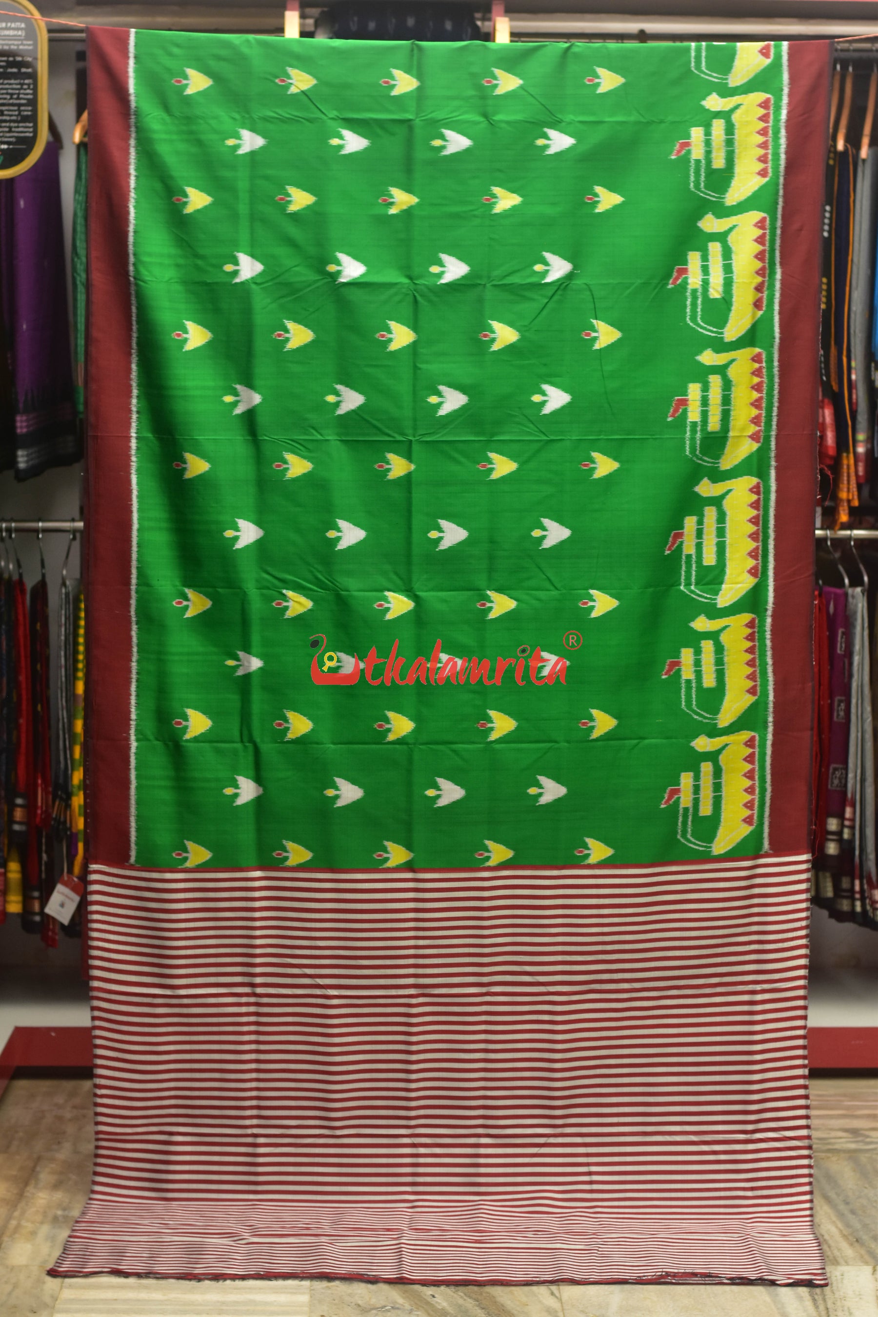 Green Boita Khandua Silk Saree