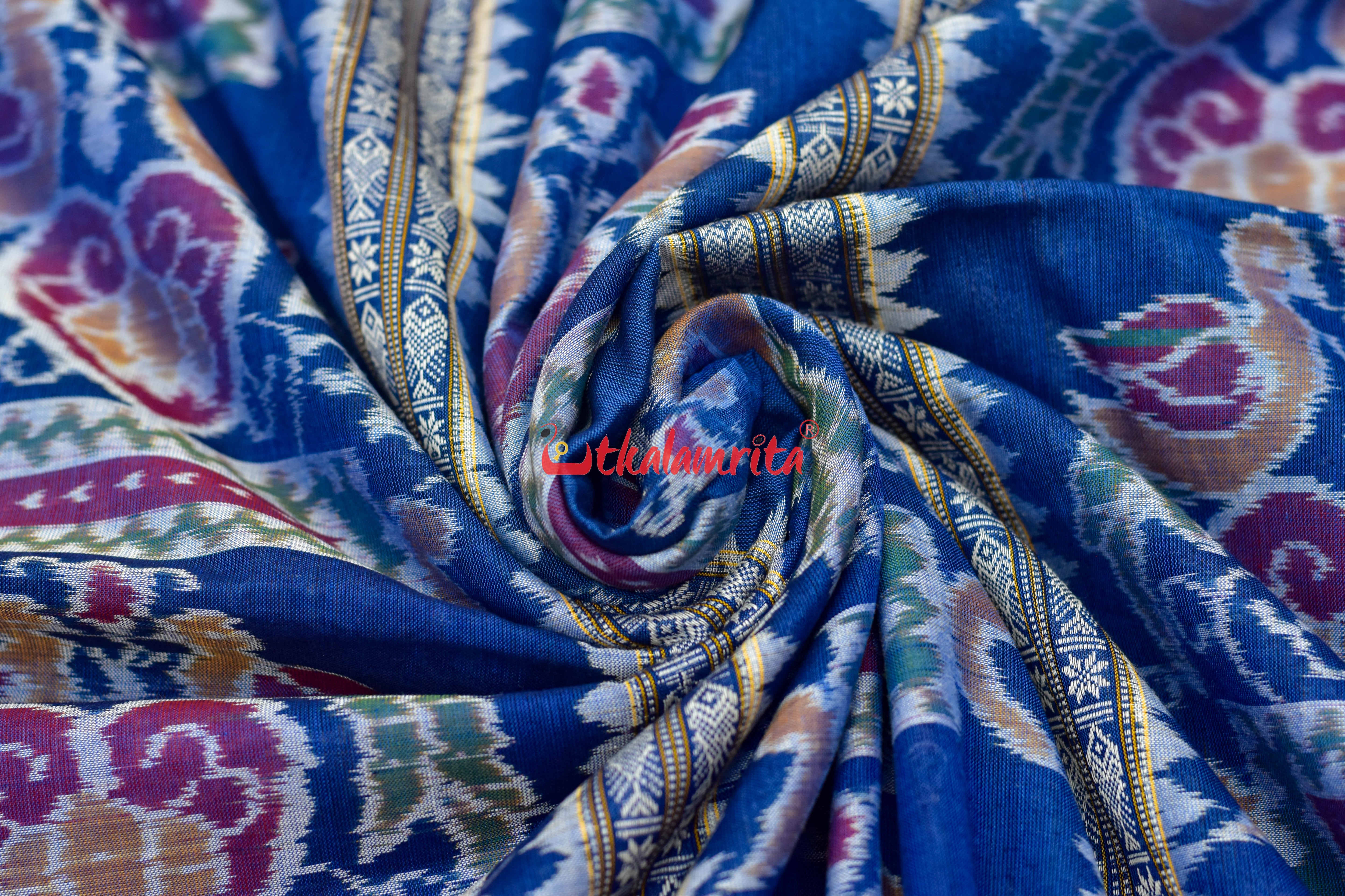 Singhasan Blue Sambalpuri Cotton (Fabric)