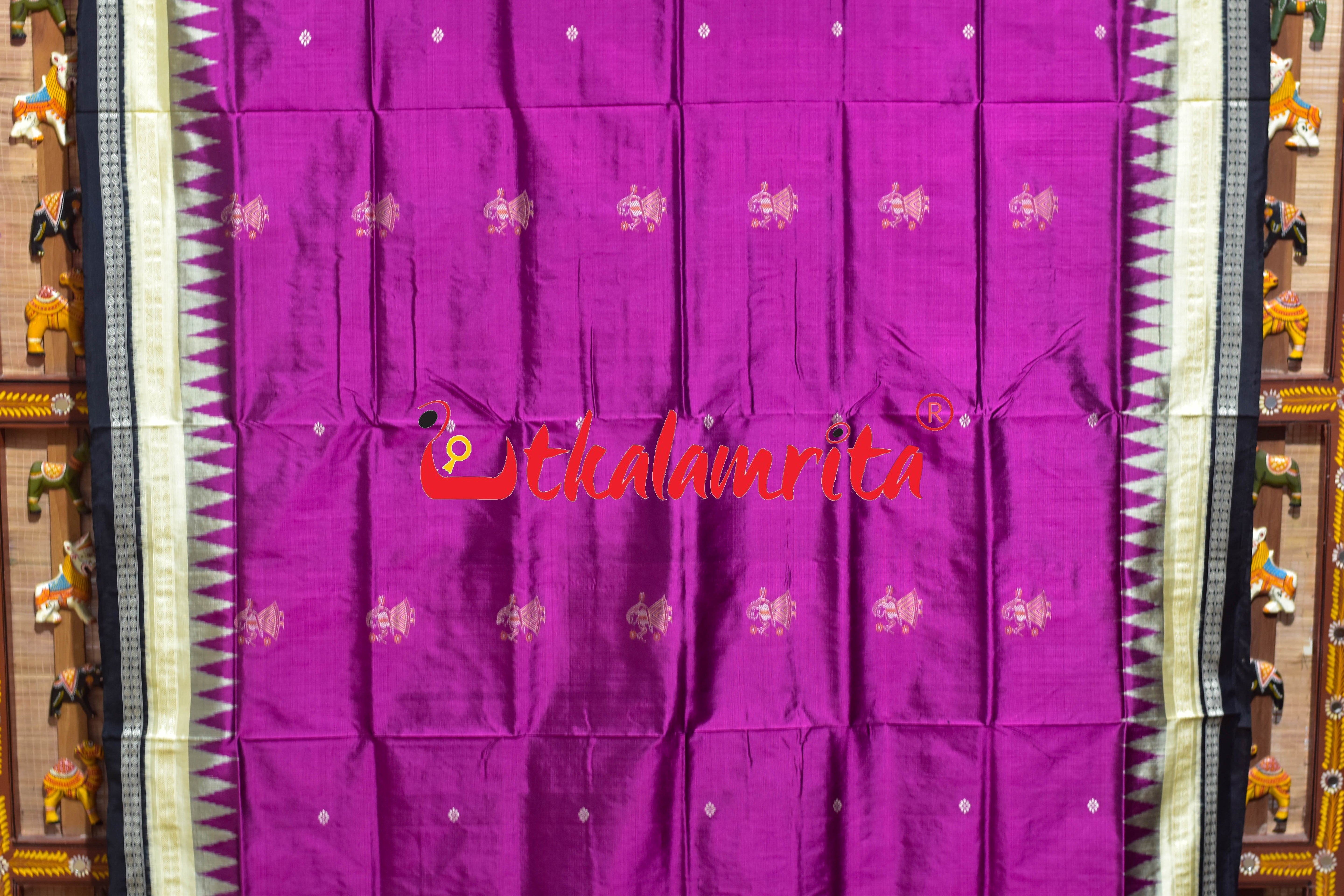 Magenta with Double Border Doll Bomkai Silk Saree