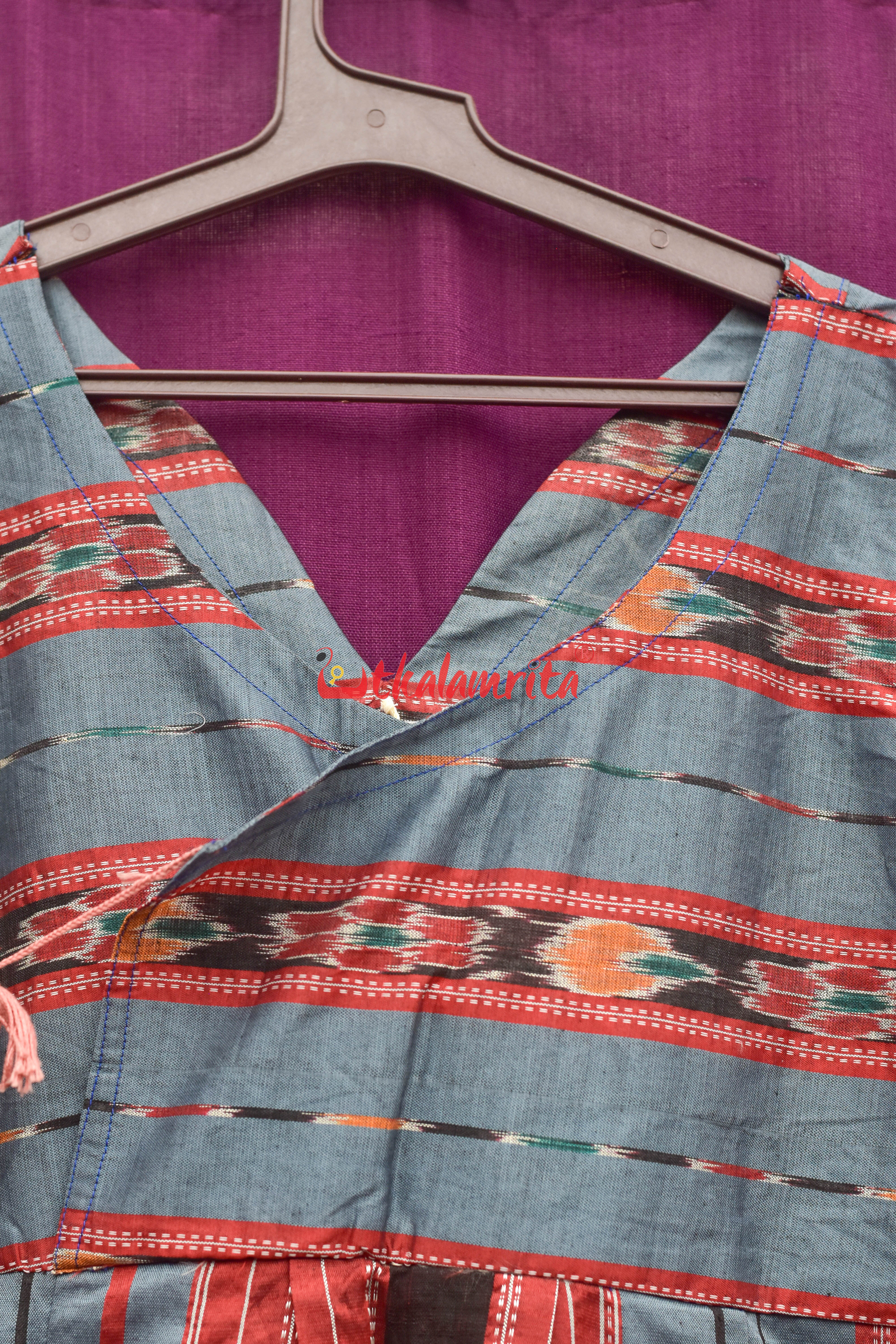 Blueish Grey Bandha (Girls Kurta)