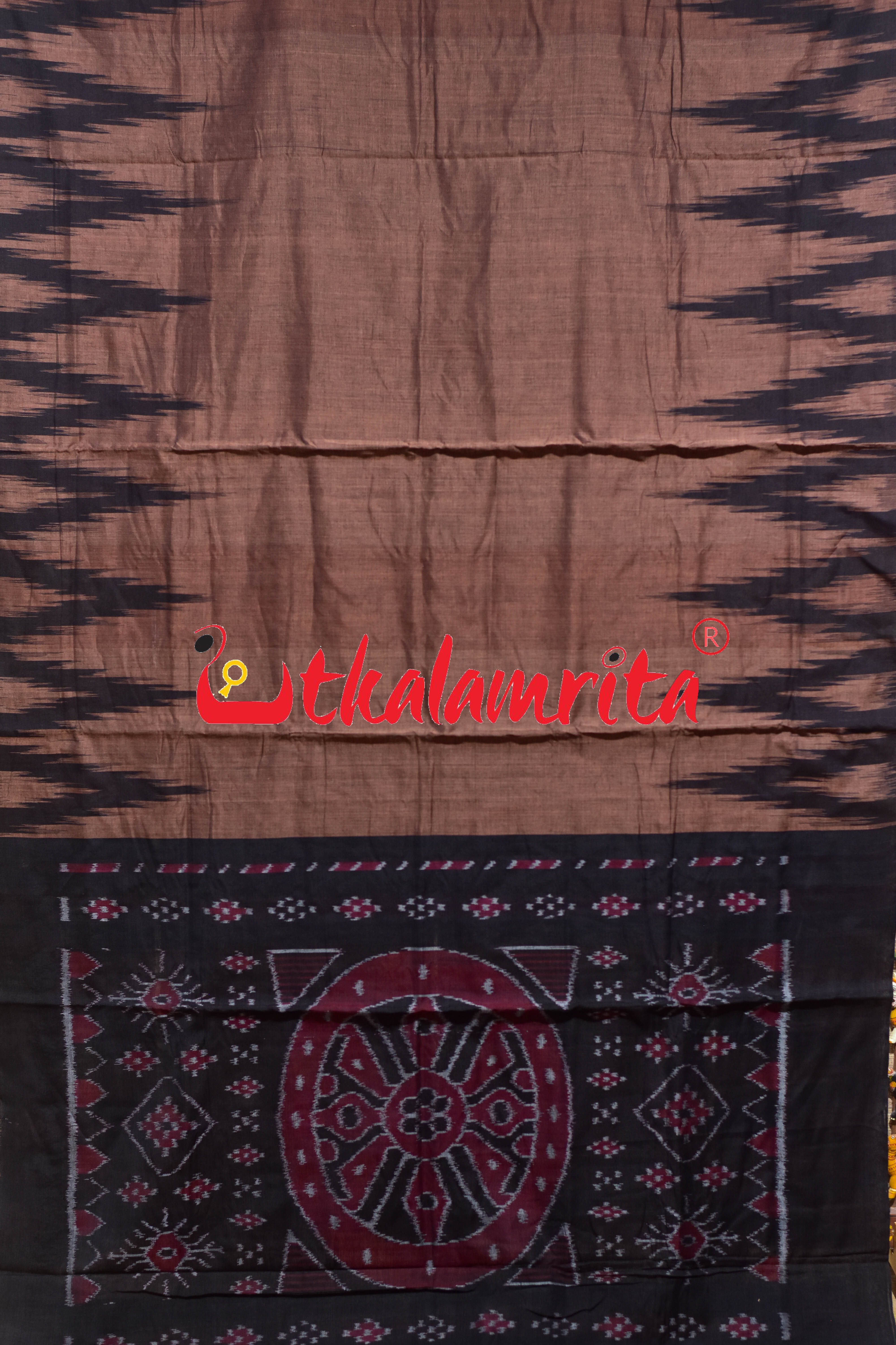 Chocolate Brown Kargil Kumbha Cotton Saree