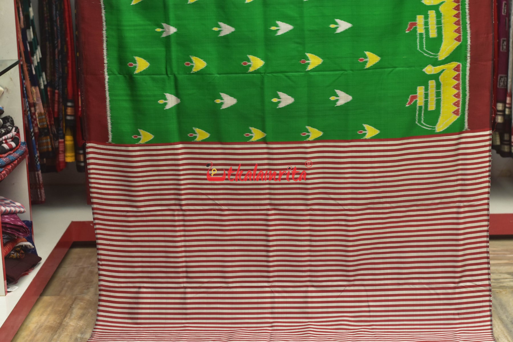 Green Boita Khandua Silk Saree