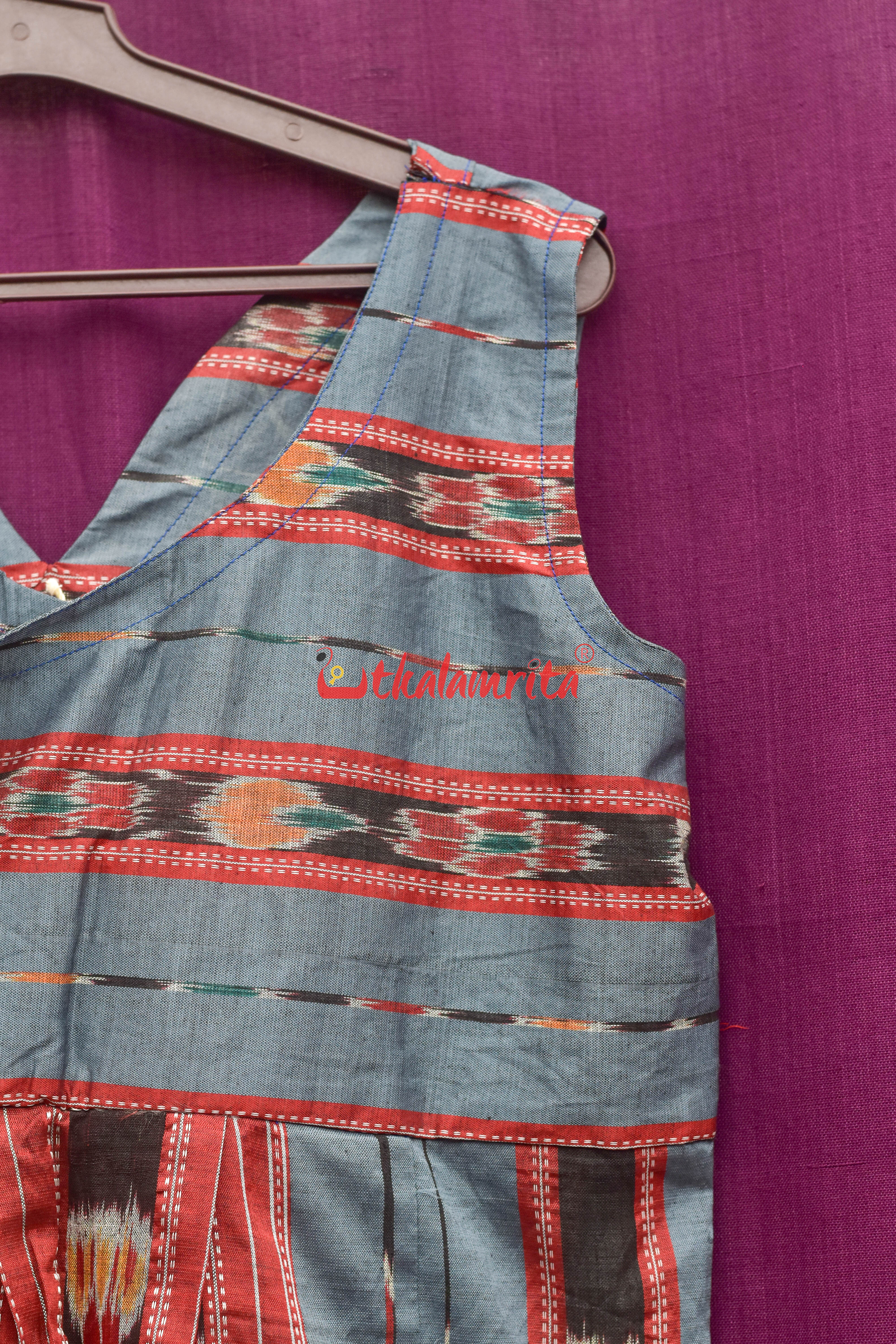 Blueish Grey Bandha (Girls Kurta)