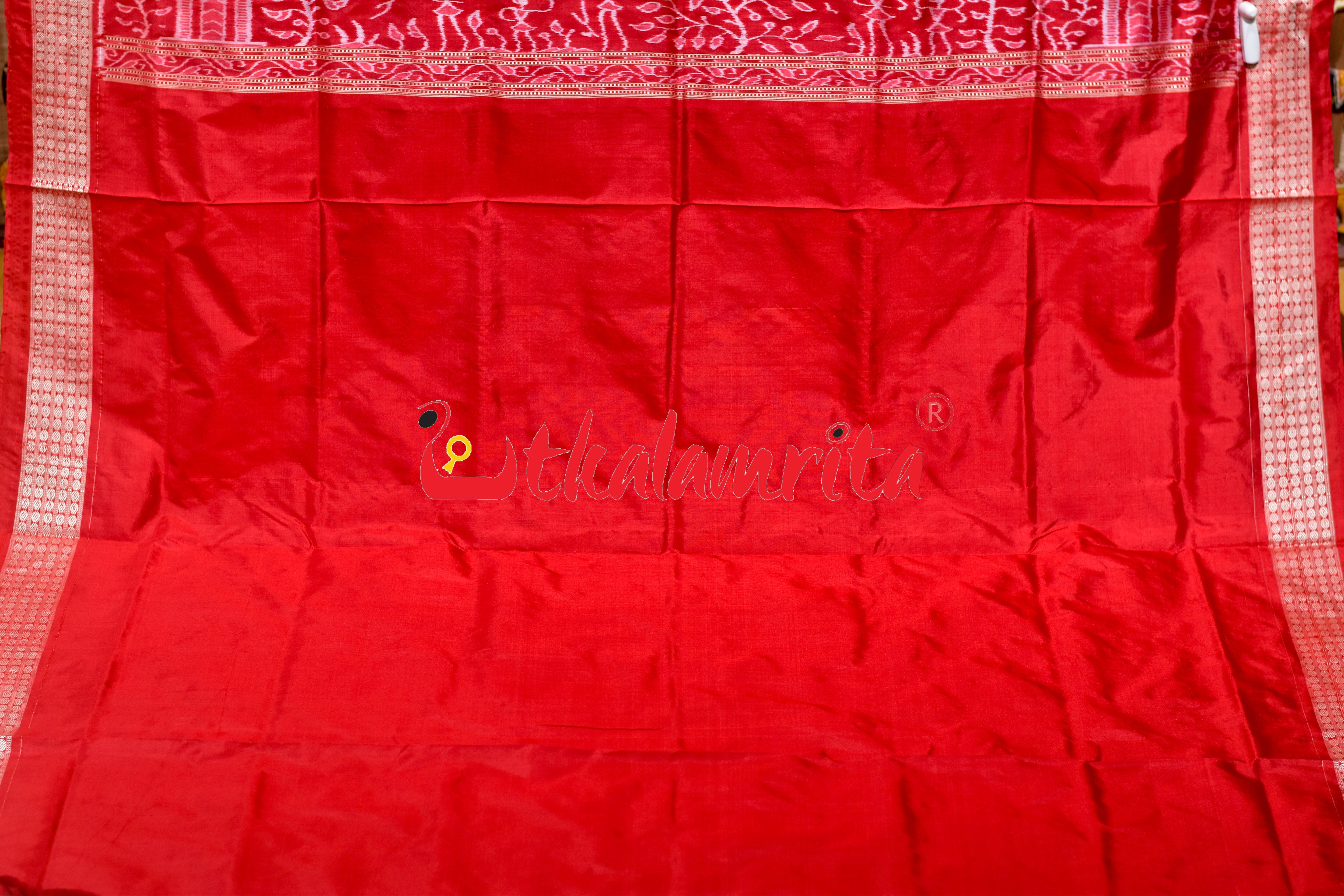 Red Orange Nabakothi Silk Saree