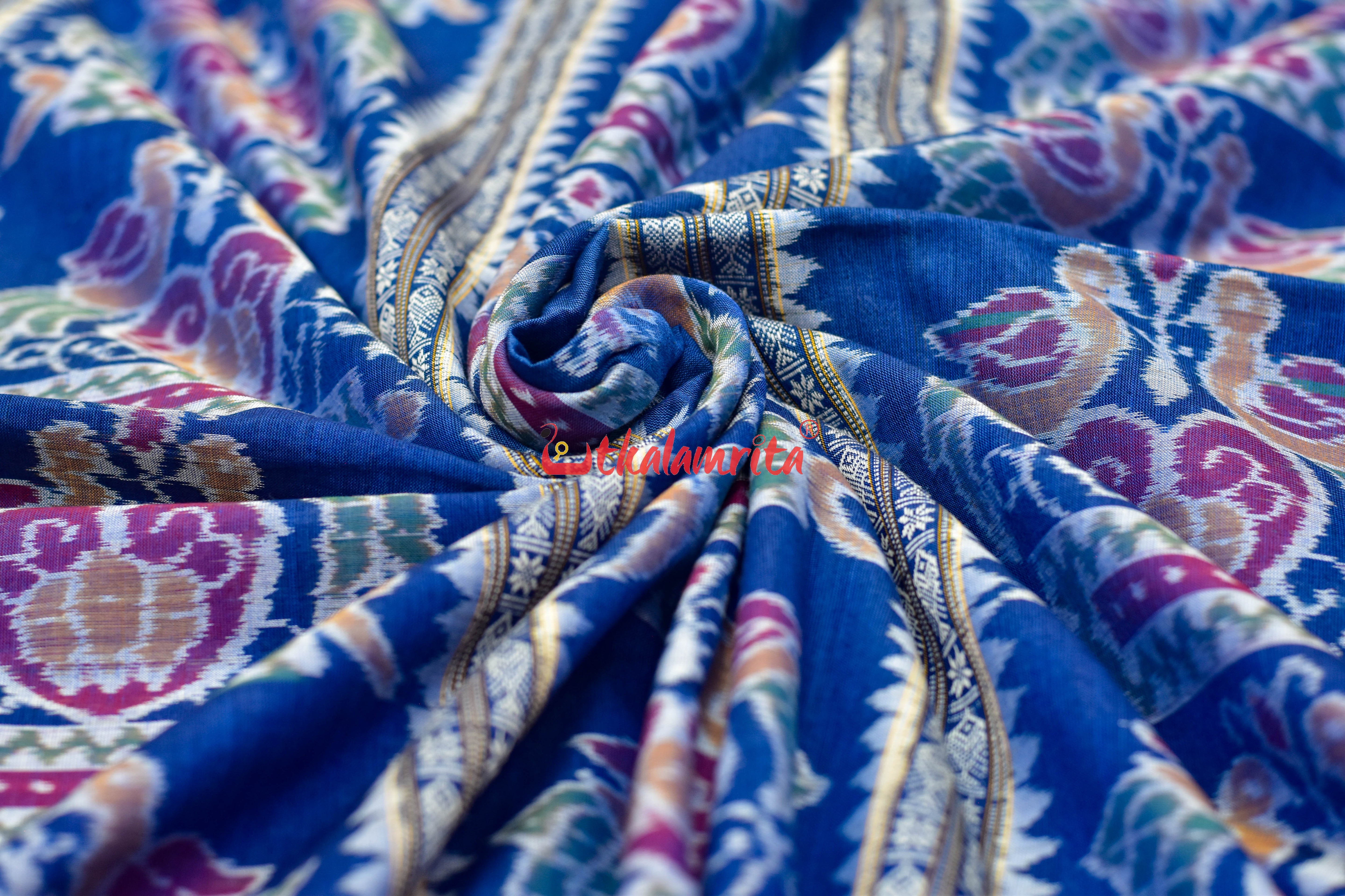 Singhasan Blue Sambalpuri Cotton (Fabric)