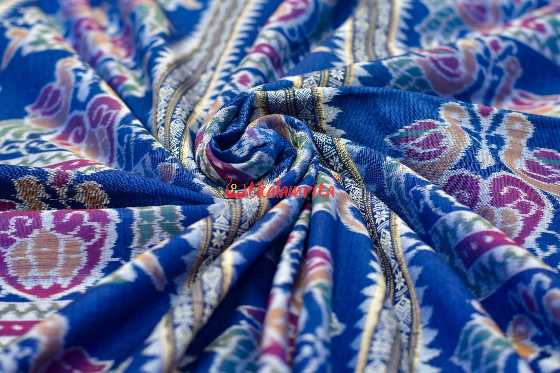 Singhasan Blue Sambalpuri Cotton (Fabric)