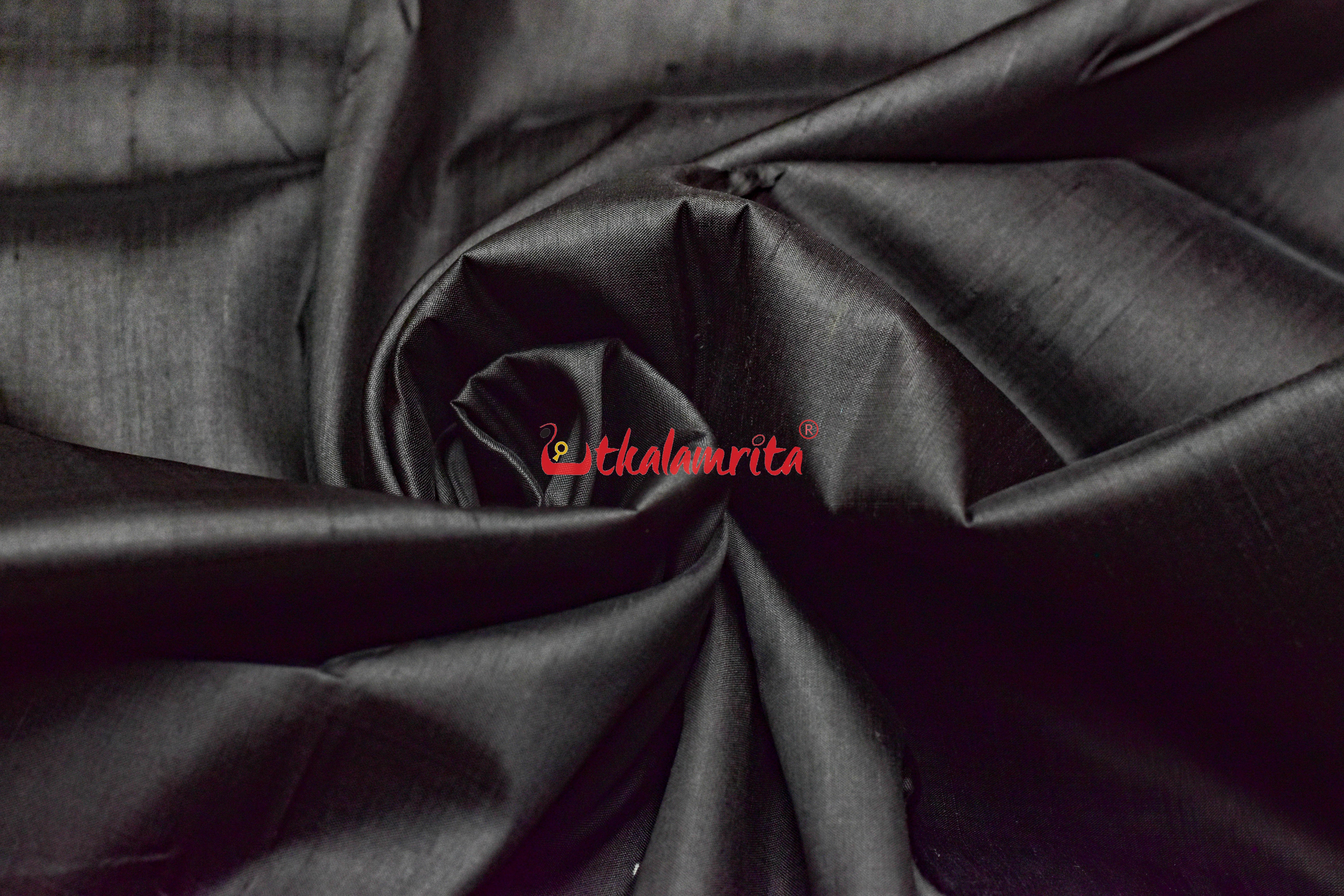 Black with Maroon Border Khandua Silk (Fabric)