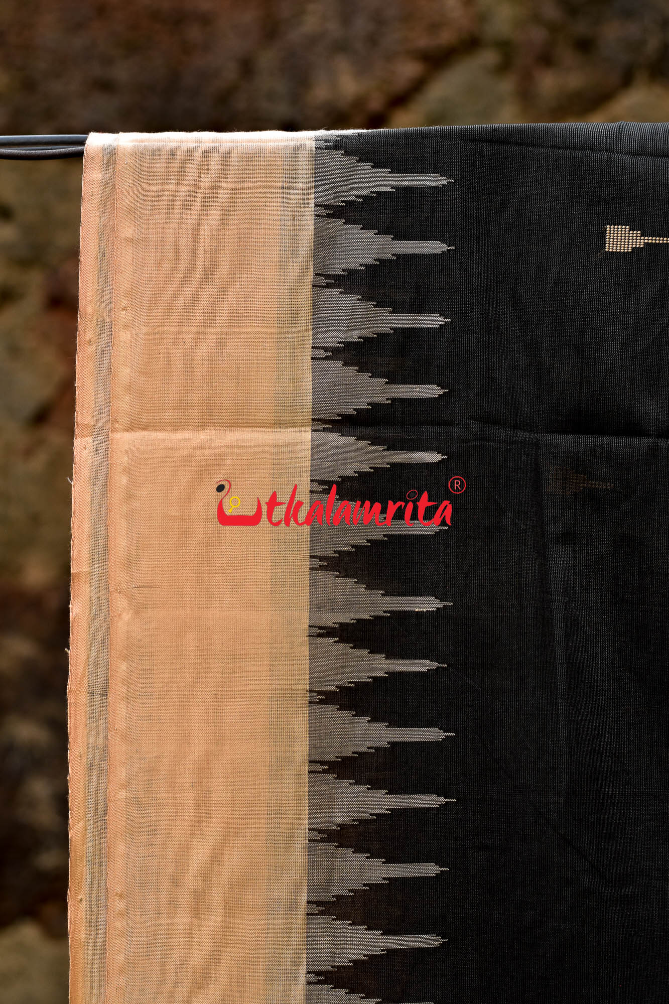 Charcoal Phoda Kumbha Sambalpuri Cotton Saree