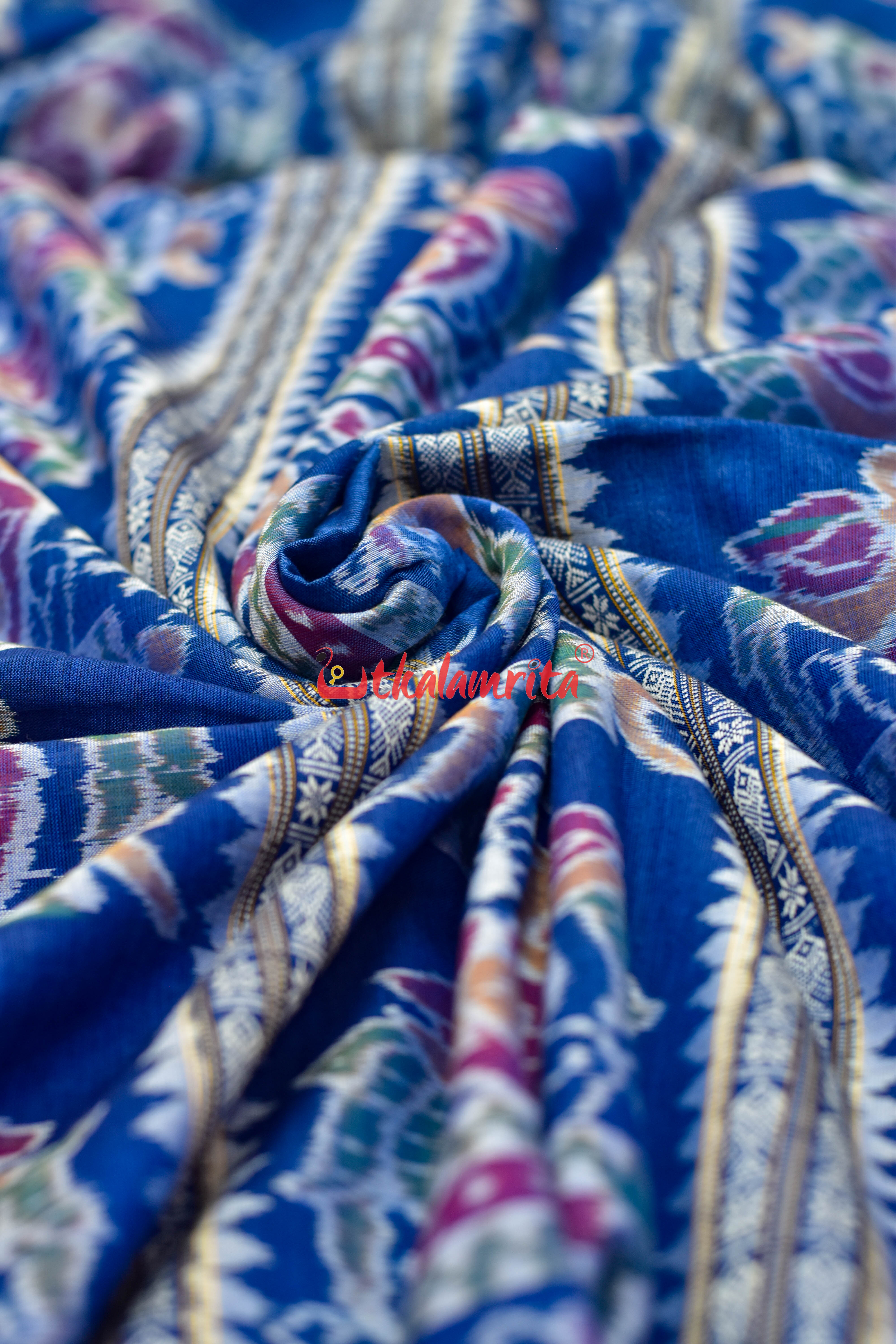 Singhasan Blue Sambalpuri Cotton (Fabric)