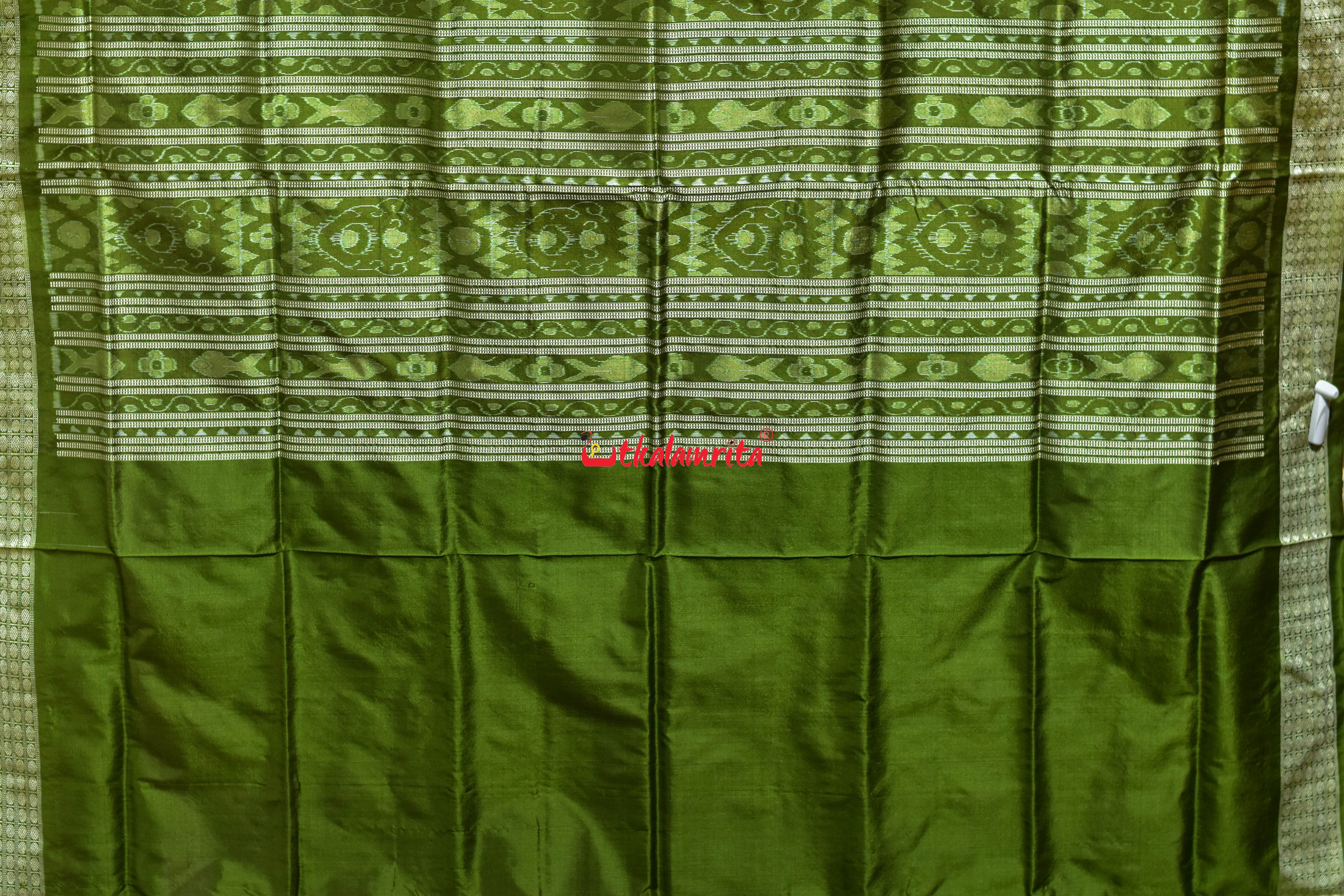 Asta Durga Padma Pink Mehndi Sambalpuri Silk Saree