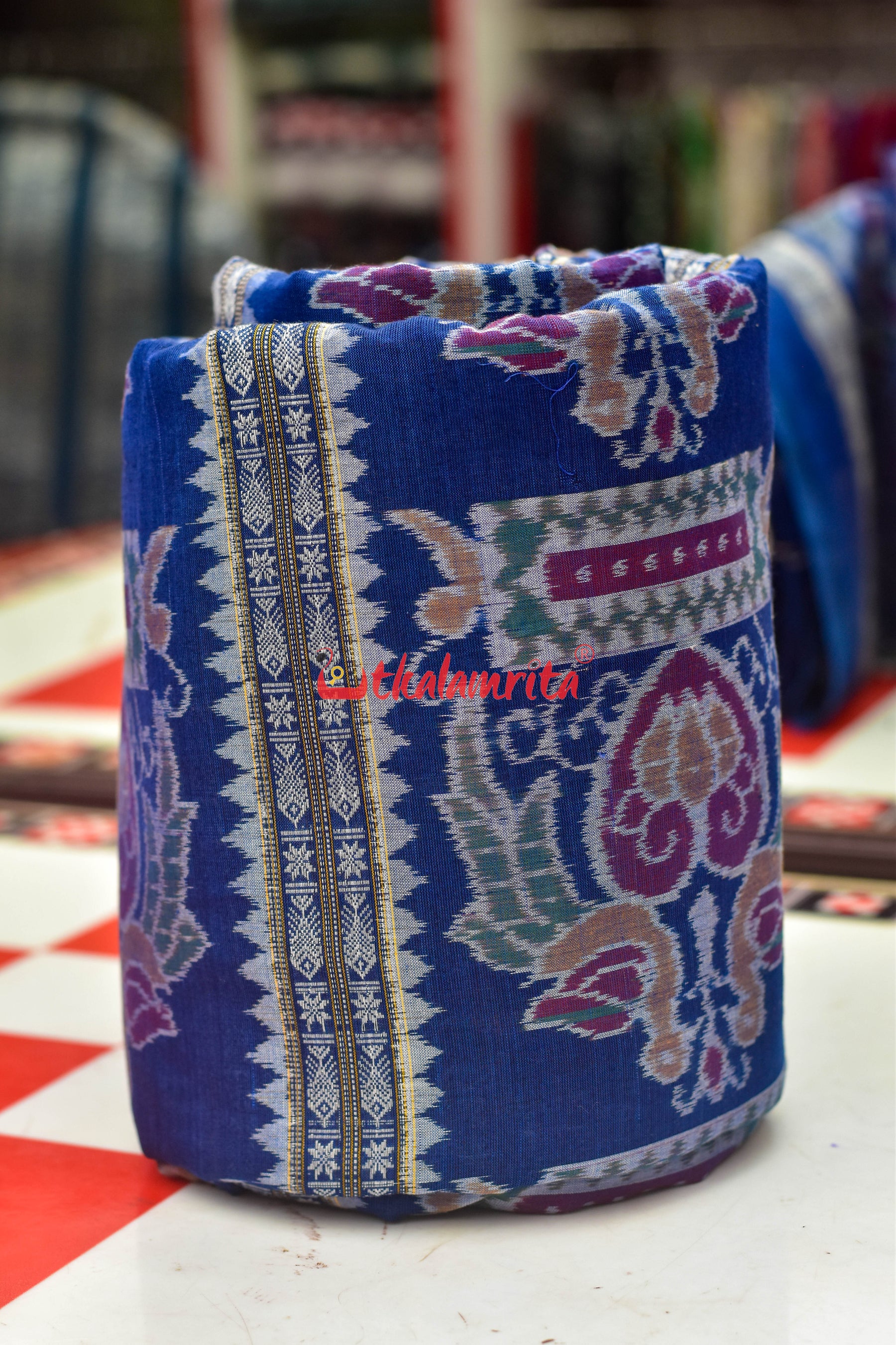 Singhasan Blue Sambalpuri Cotton (Fabric)