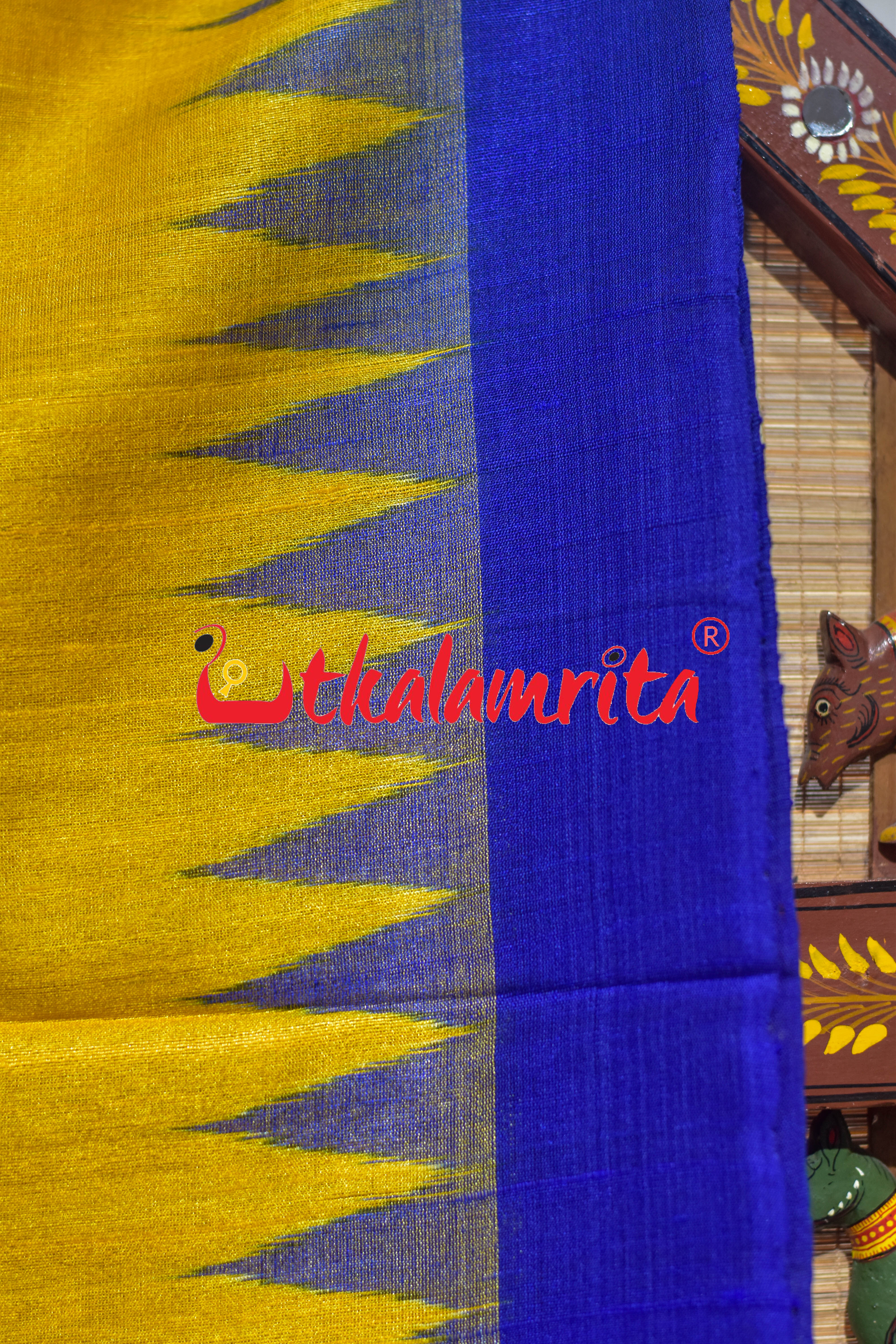 Maize Yellow Blue Gopalpur Tussar Silk Saree