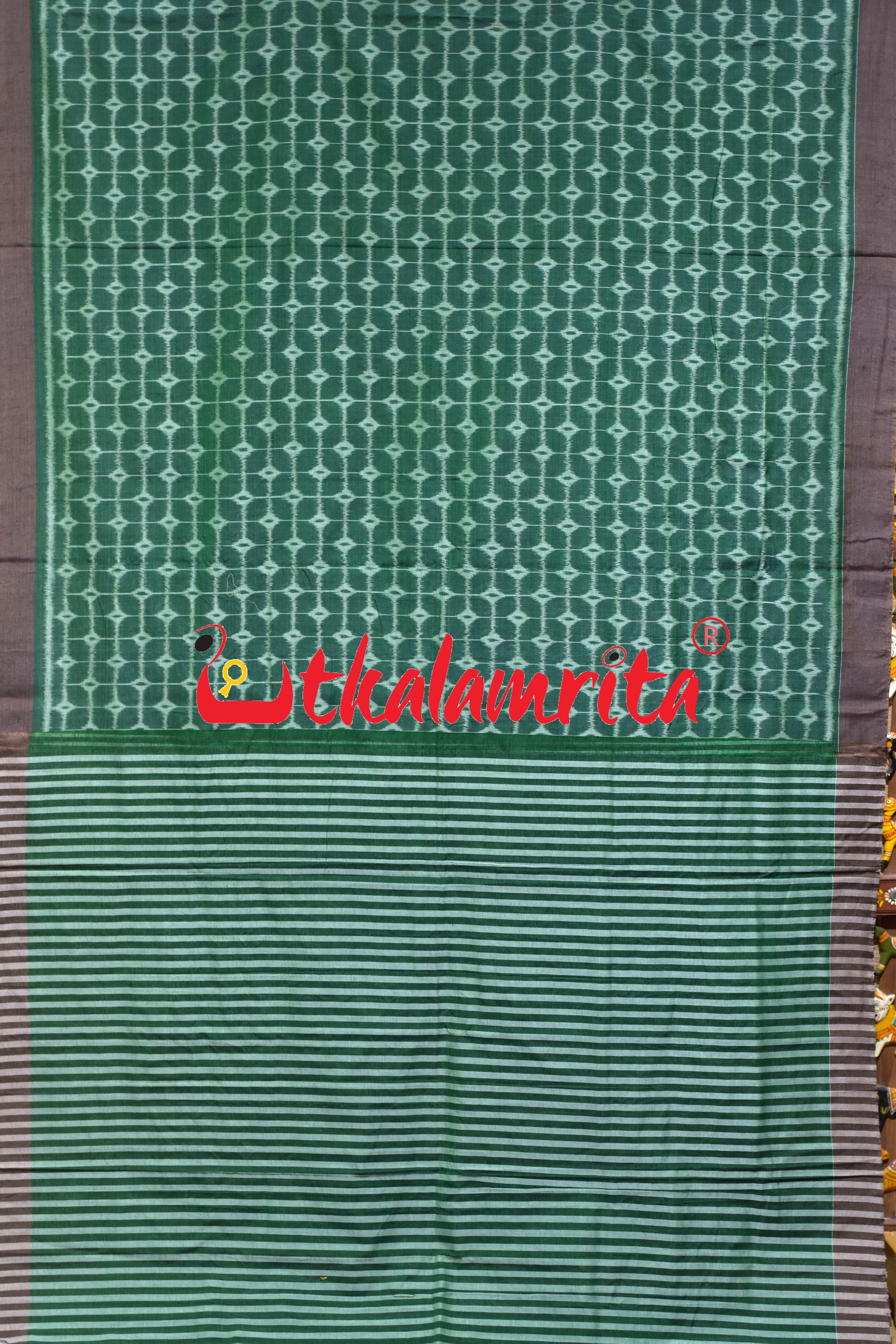 Green Chessboard Khandua Cotton Saree