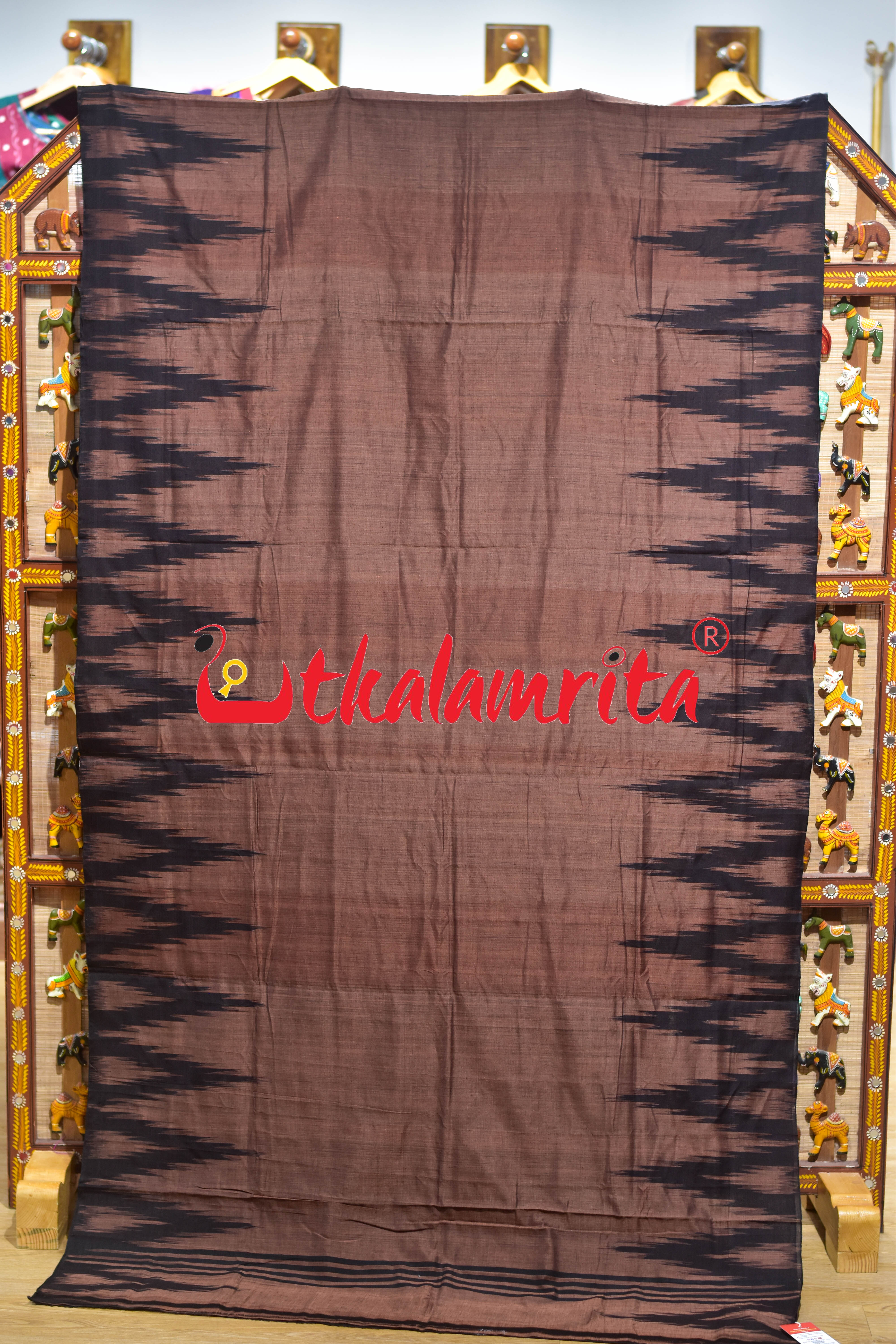 Chocolate Brown Kargil Kumbha Cotton Saree
