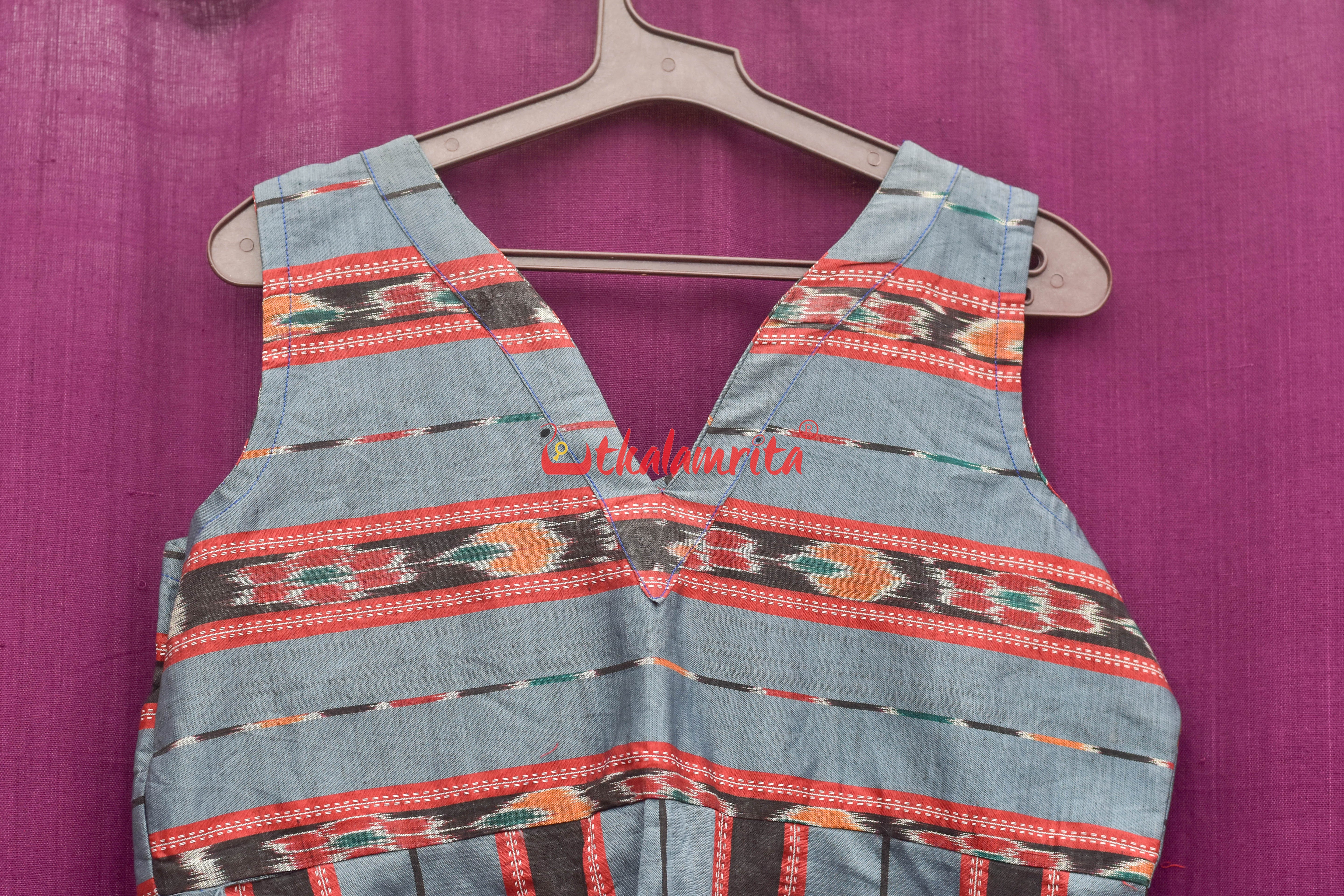 Blueish Grey Bandha (Girls Kurta)
