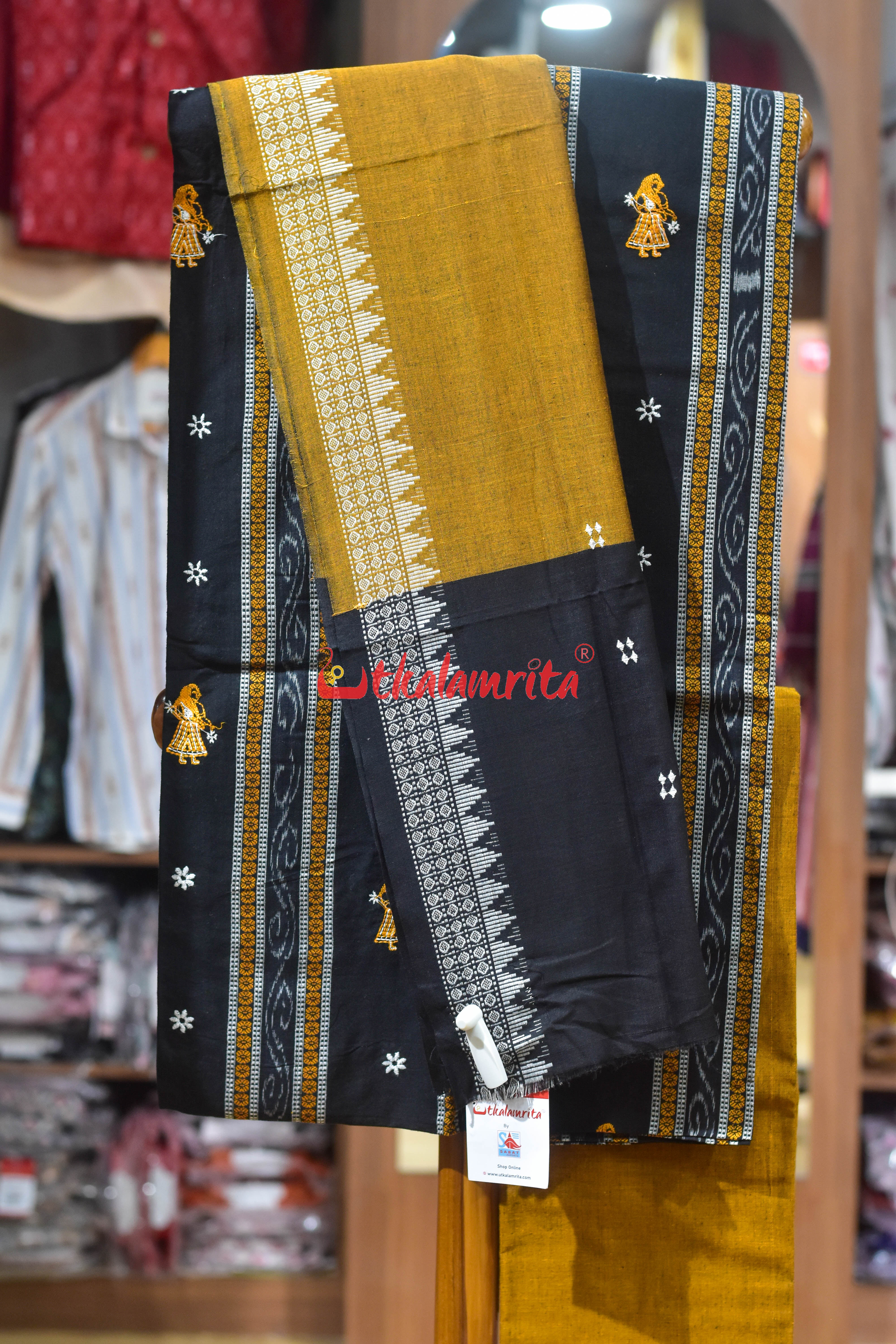 Black Golden Doll Bomkai Cotton Dress Set