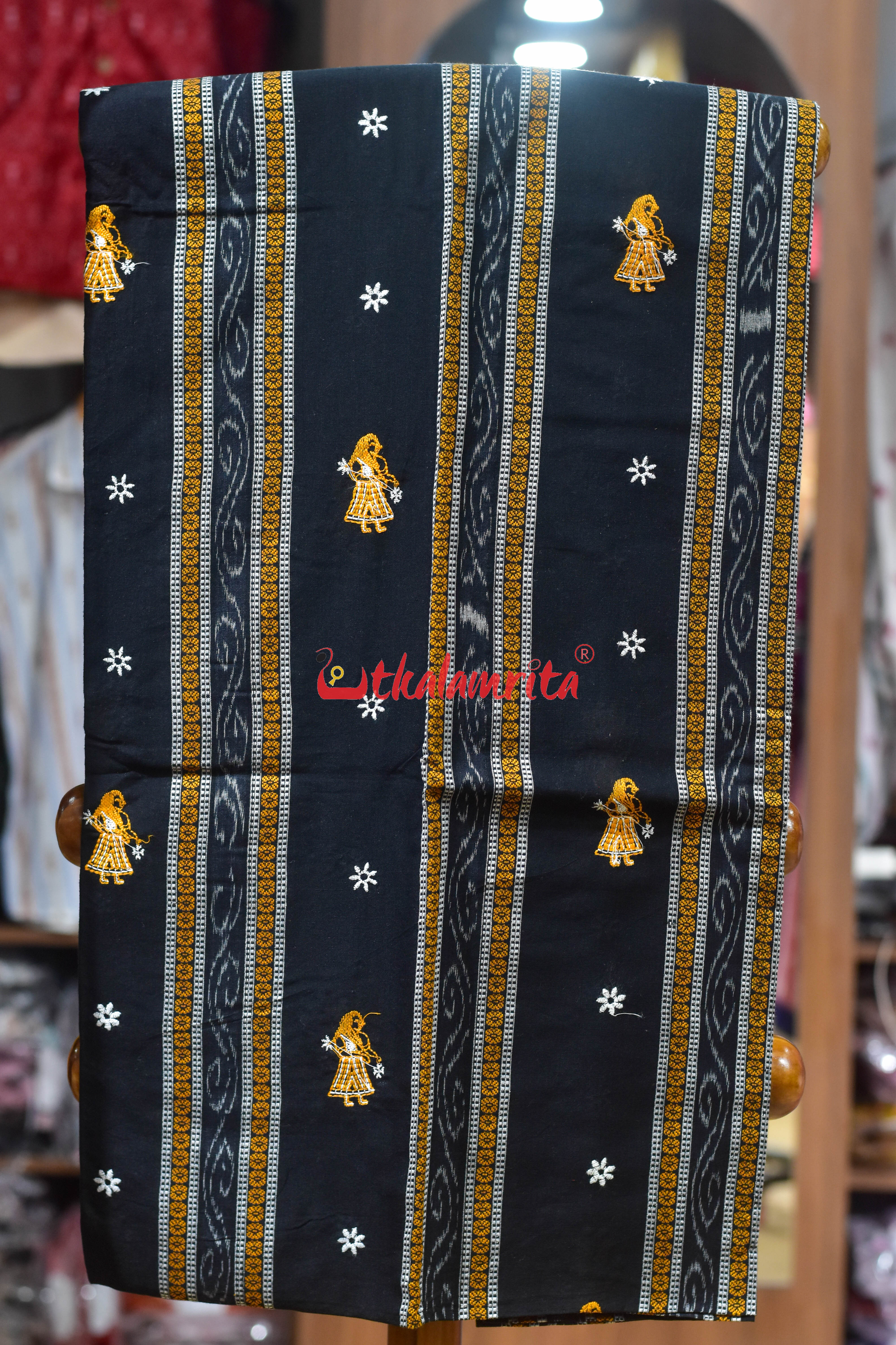Black Golden Doll Bomkai Cotton Dress Set