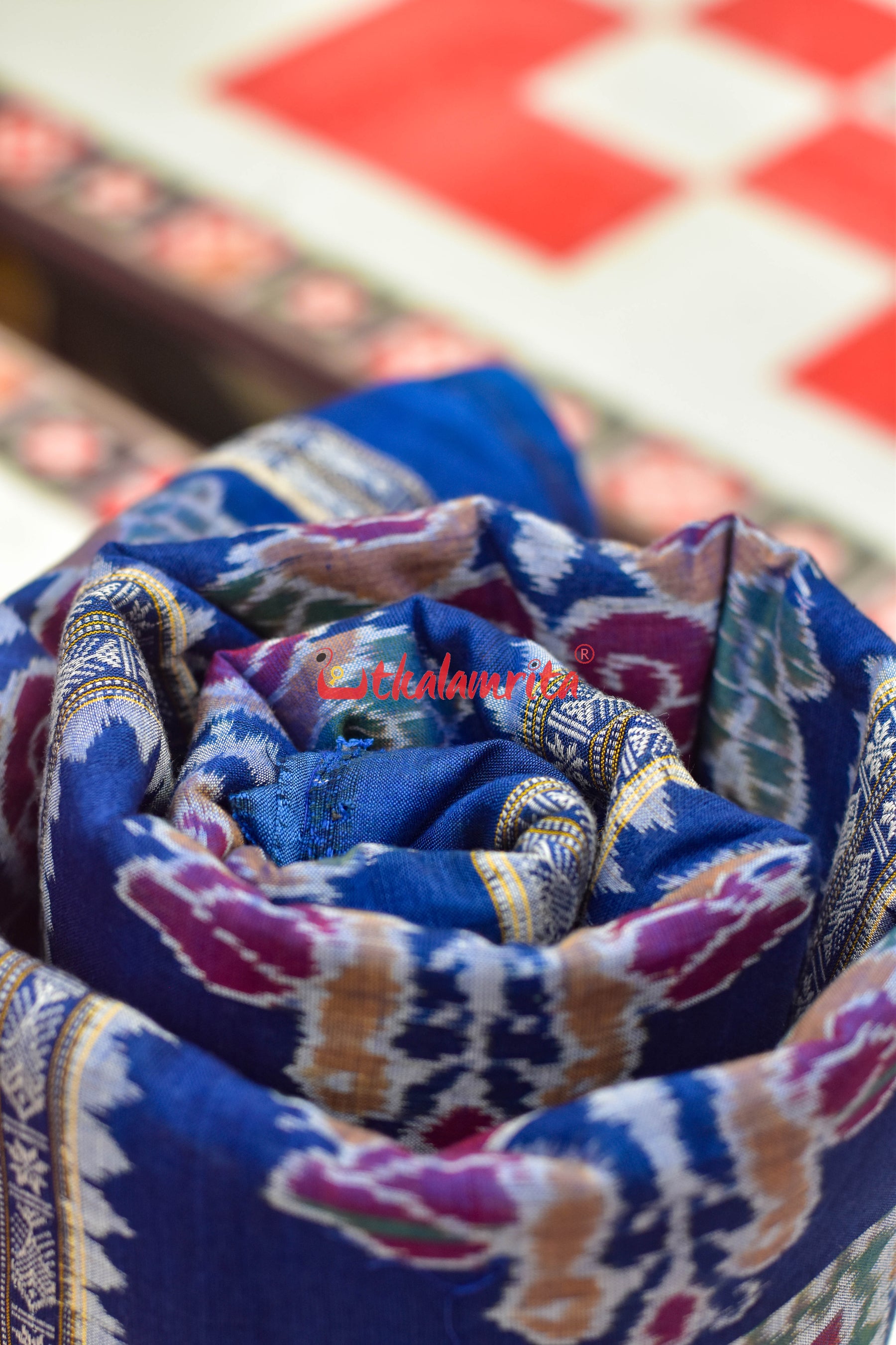 Singhasan Blue Sambalpuri Cotton (Fabric)