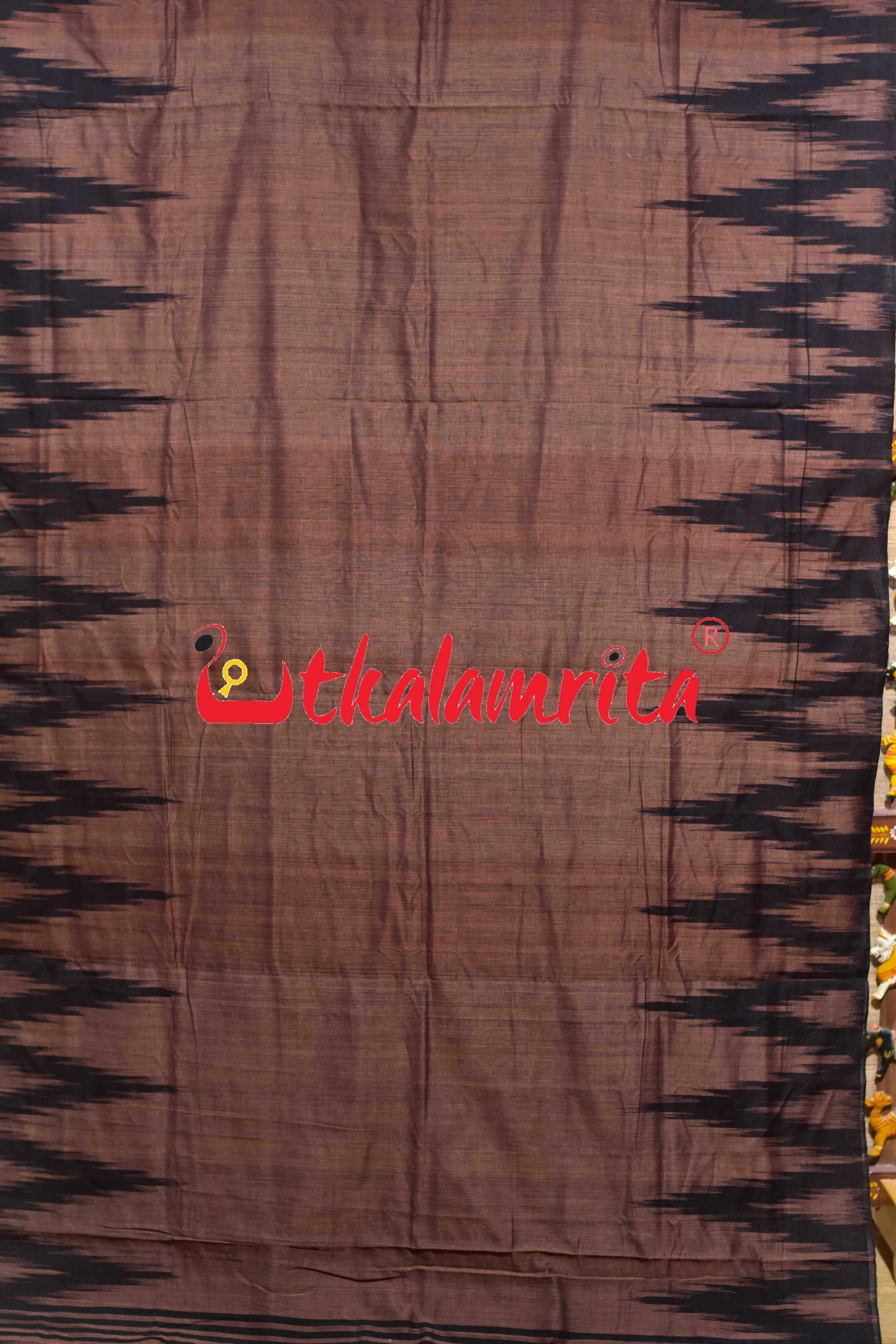 Chocolate Brown Kargil Kumbha Cotton Saree