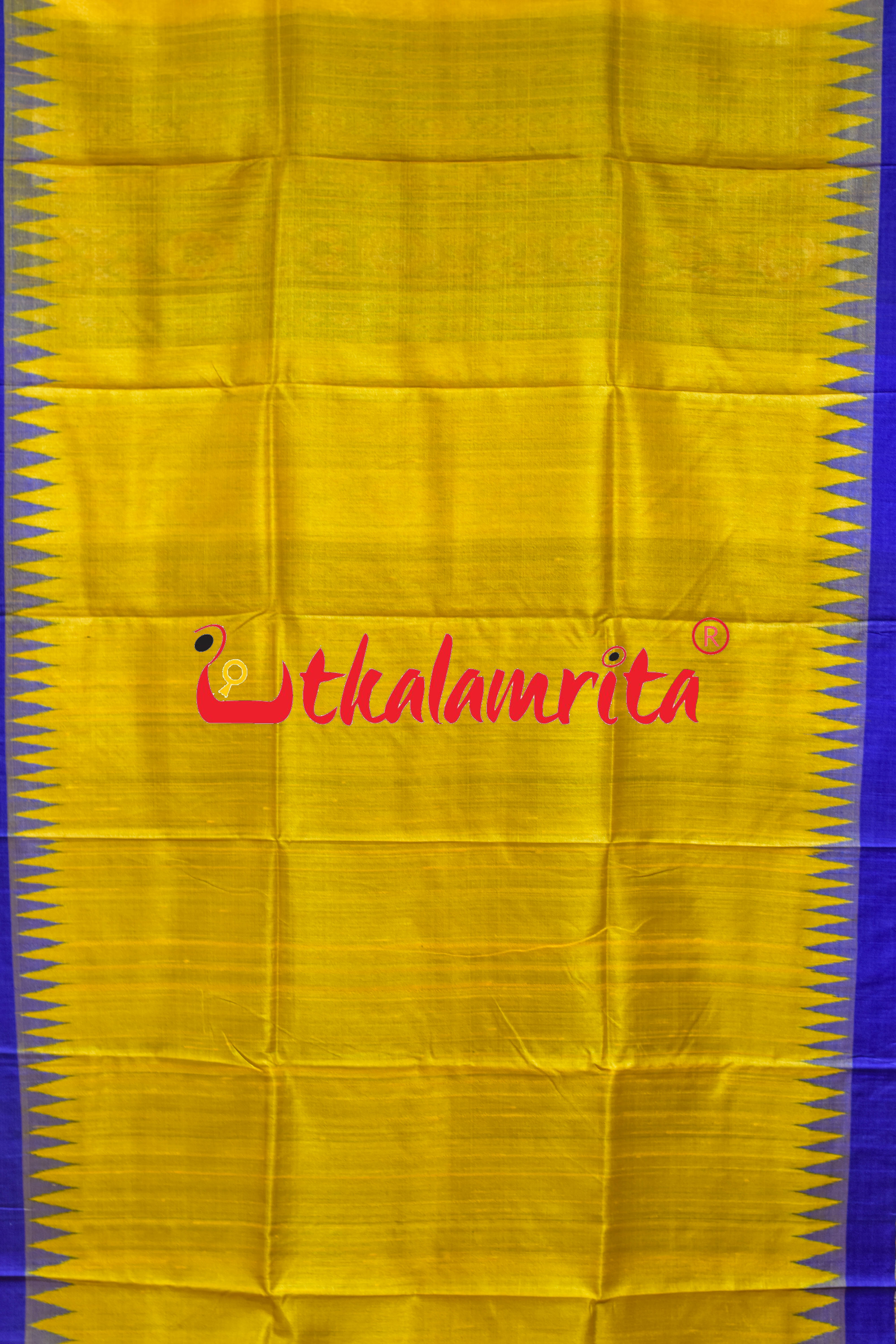 Maize Yellow Blue Gopalpur Tussar Silk Saree