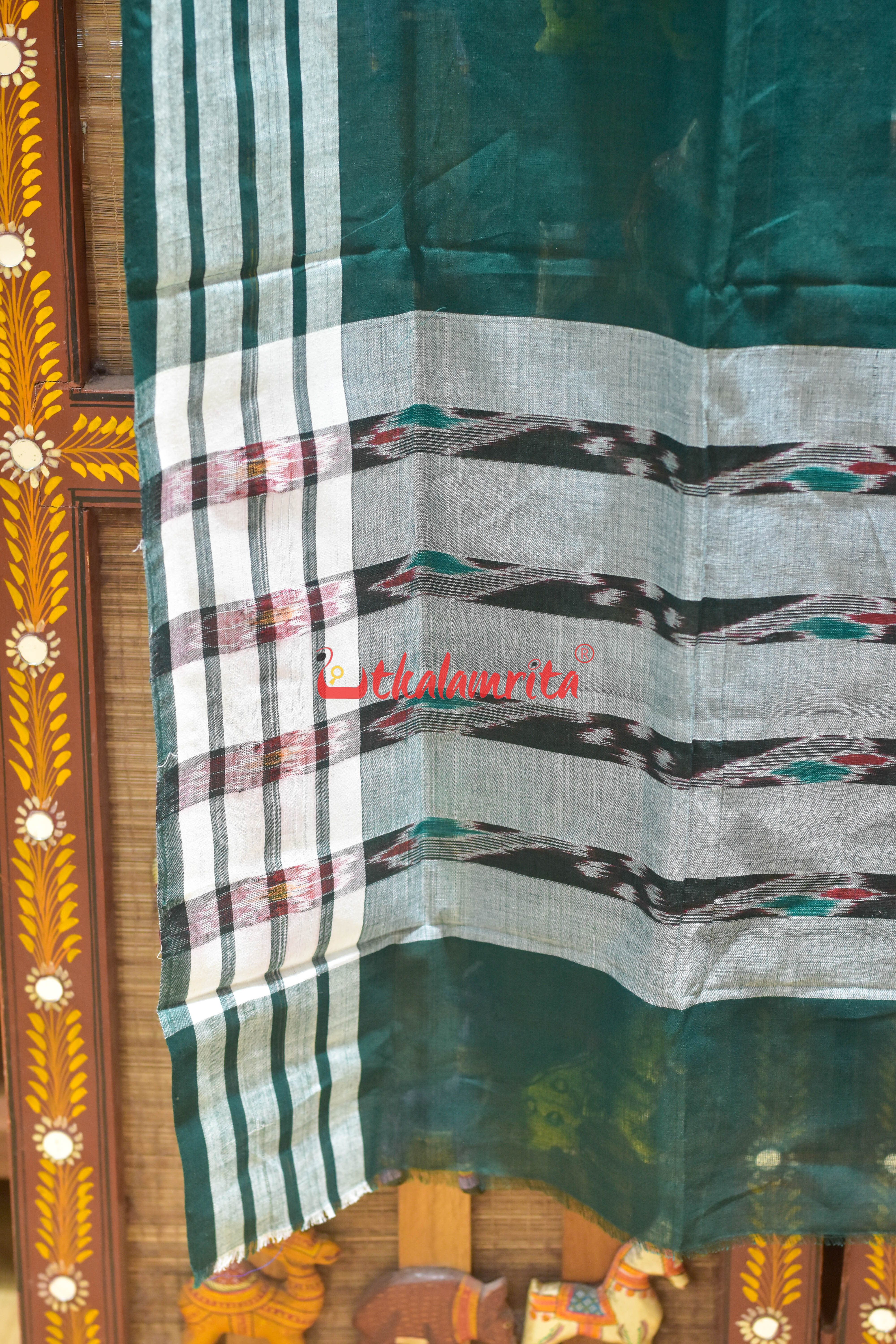 Bottle Green Pittala Single Cotton (Dupatta)