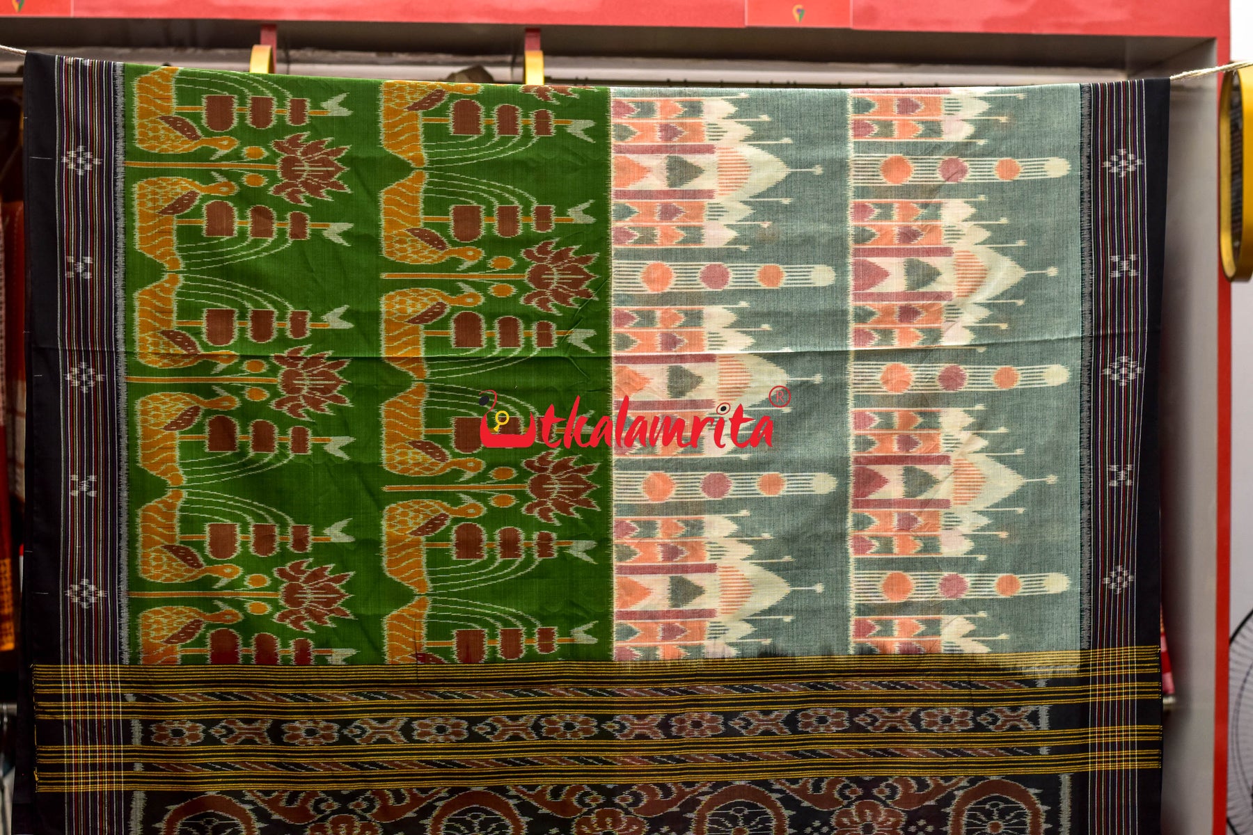 Half Half Taj Mahal Boita Mehndi Khandua Cotton Saree