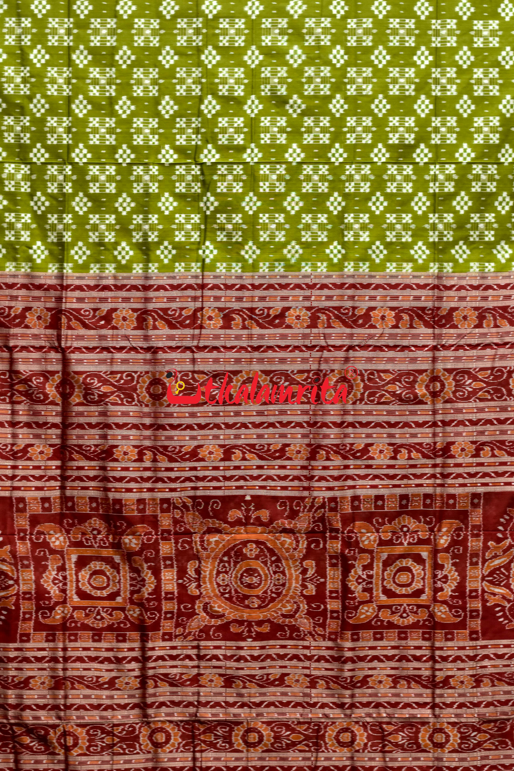 45 Kuthi Mehndi Maroon Pasapali Silk Saree
