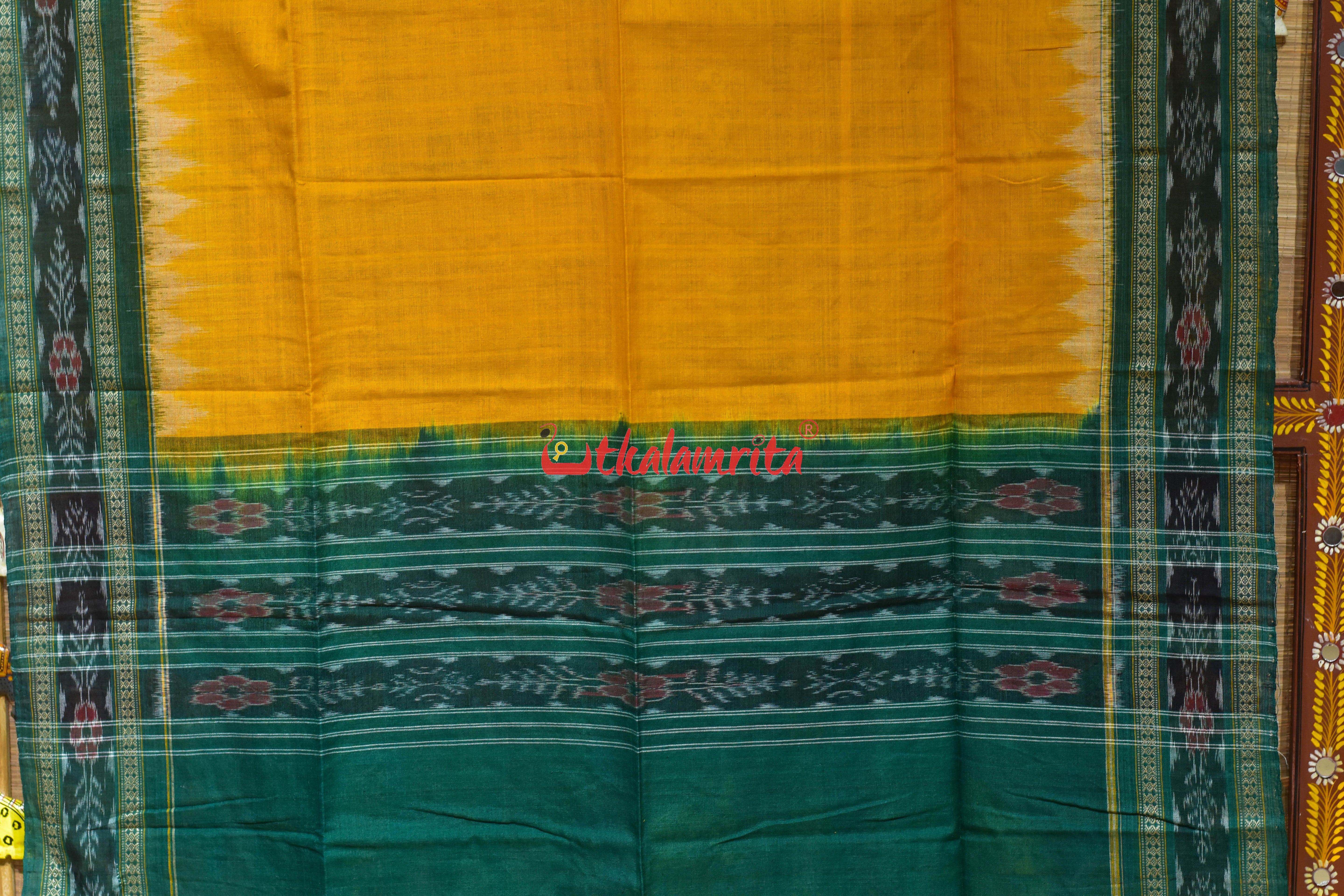 Musatrd with Green Flower Bandha Cotton (Dupatta)