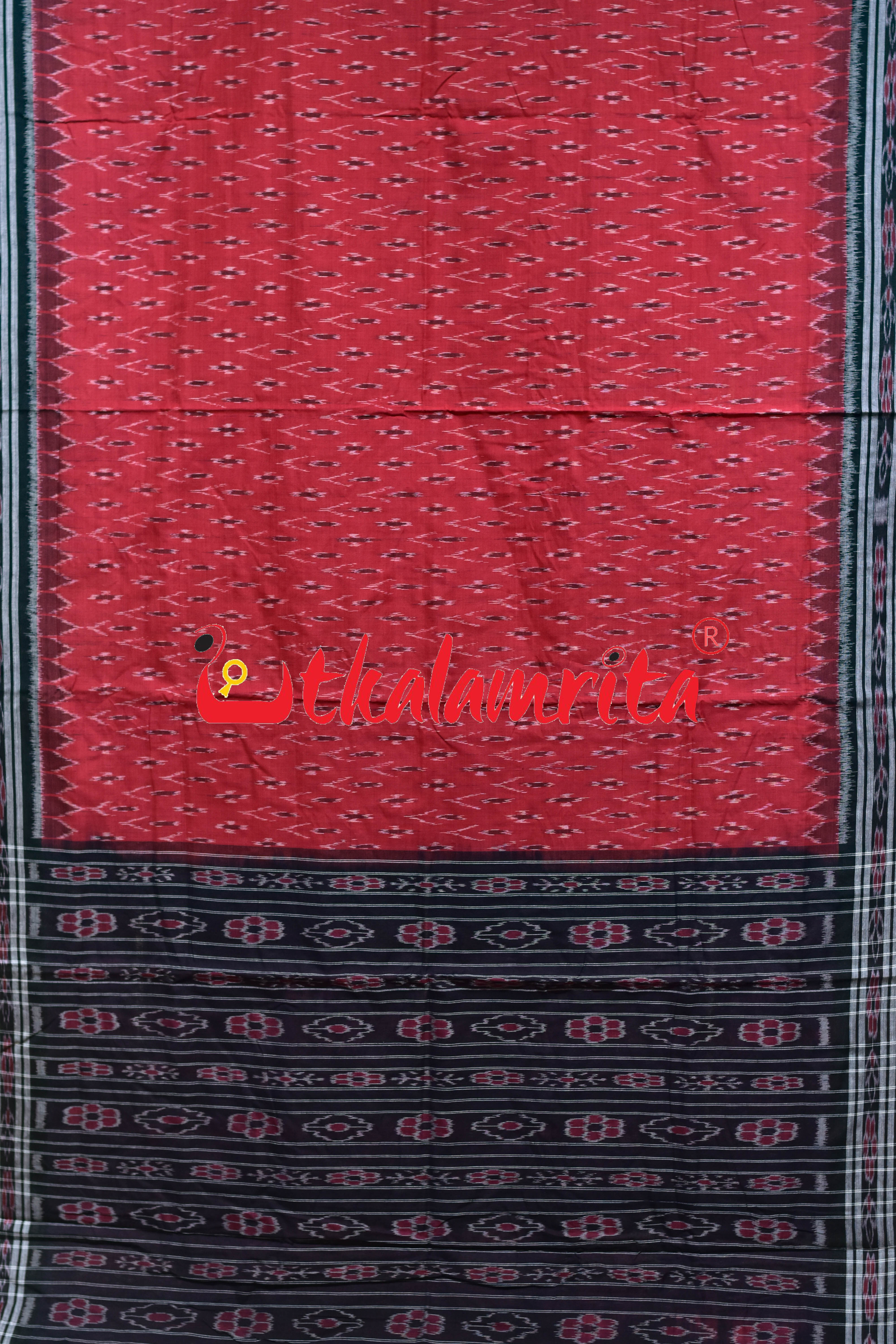 Red Black Body Bandha Khandua Cotton Saree