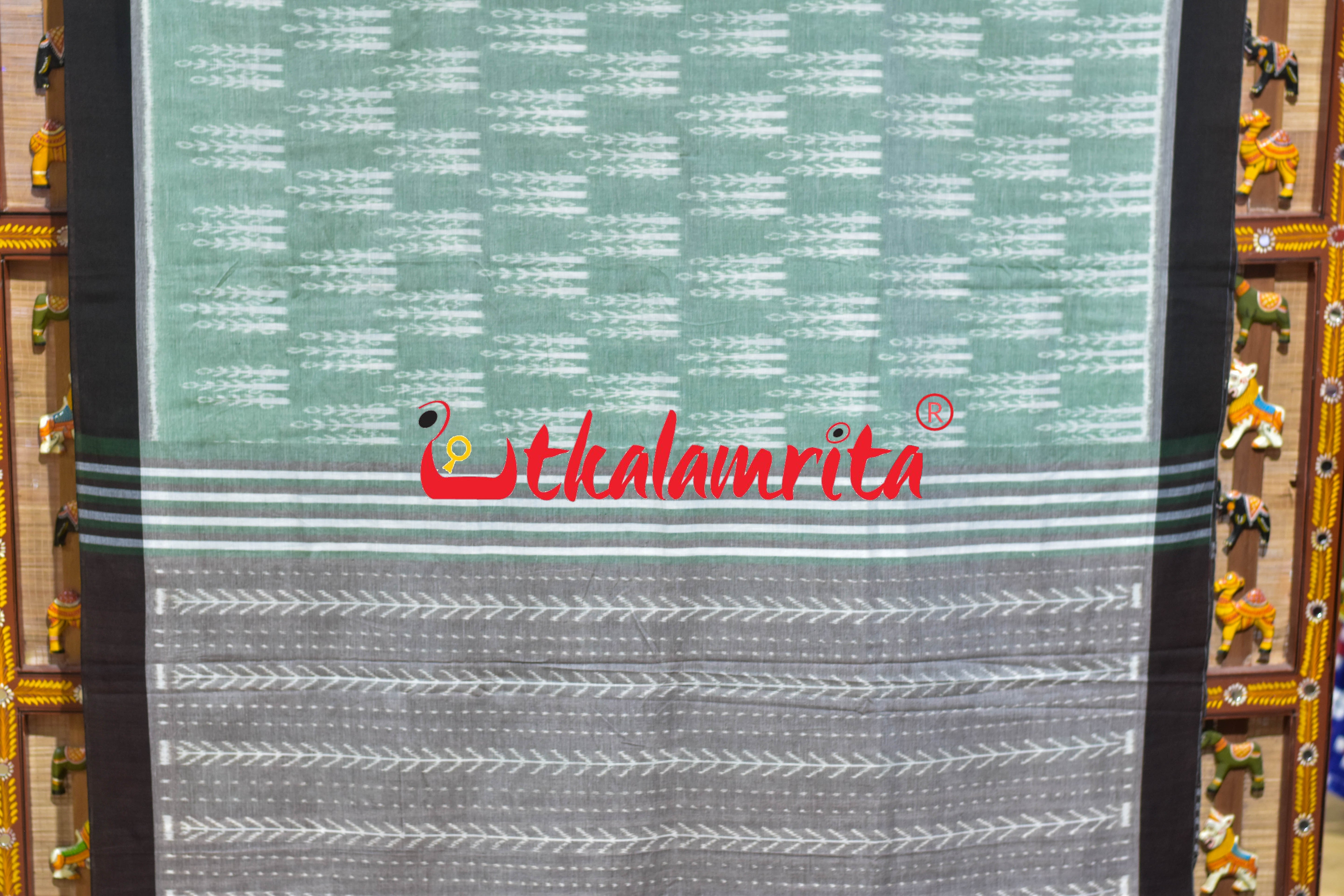 Mint Green Makka Chaonra Khandua Cotton Saree