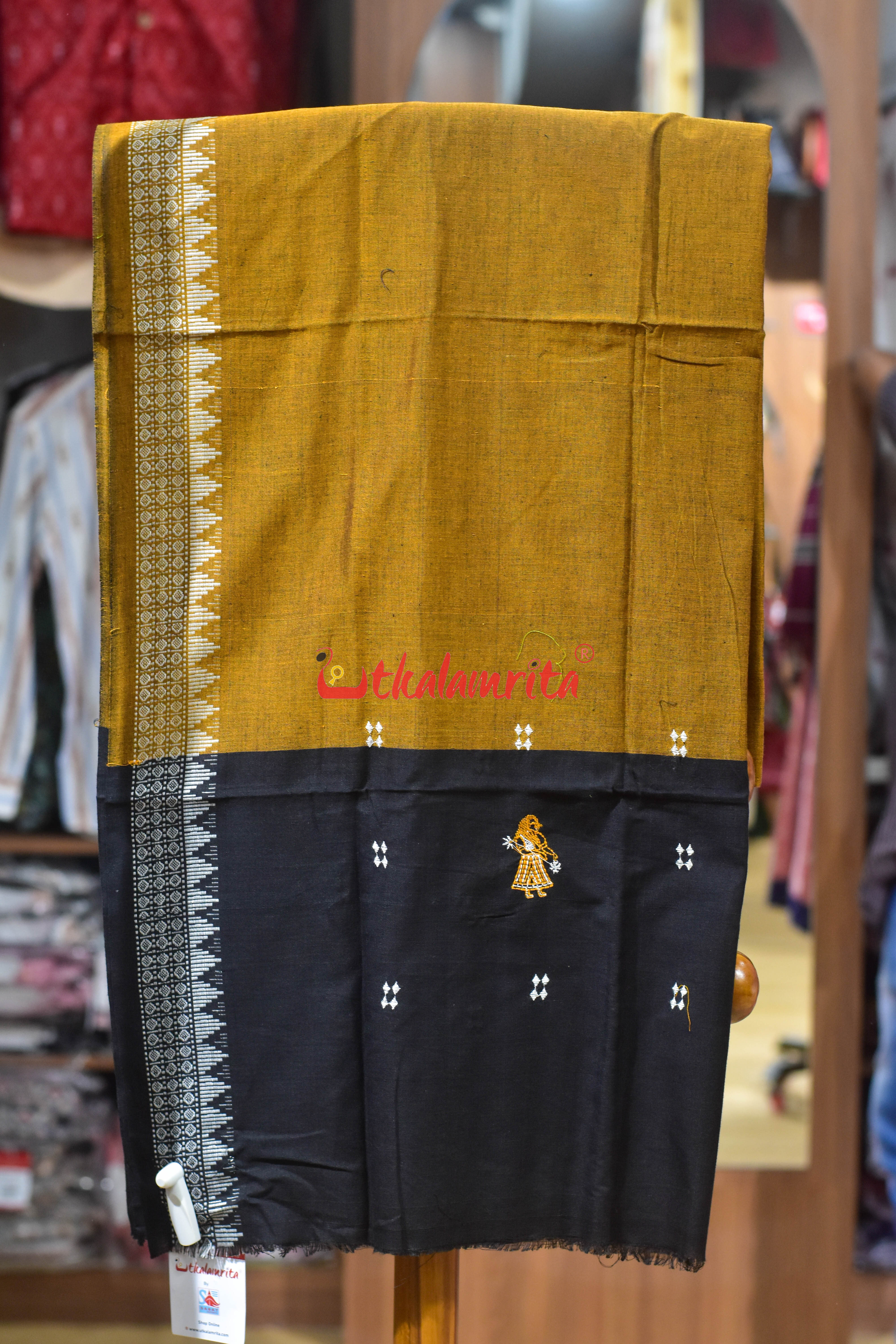 Black Golden Doll Bomkai Cotton Dress Set