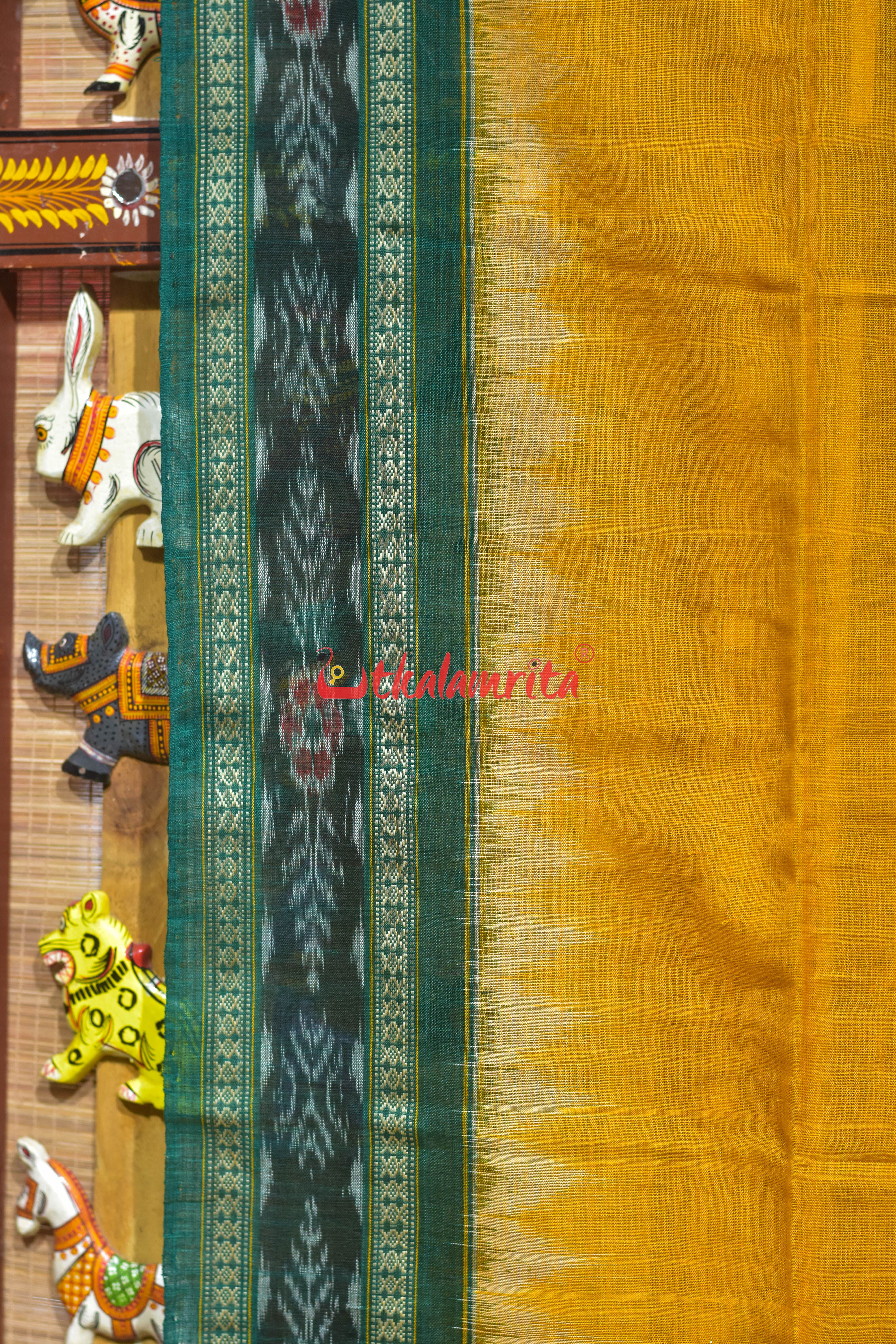 Musatrd with Green Flower Bandha Cotton (Dupatta)