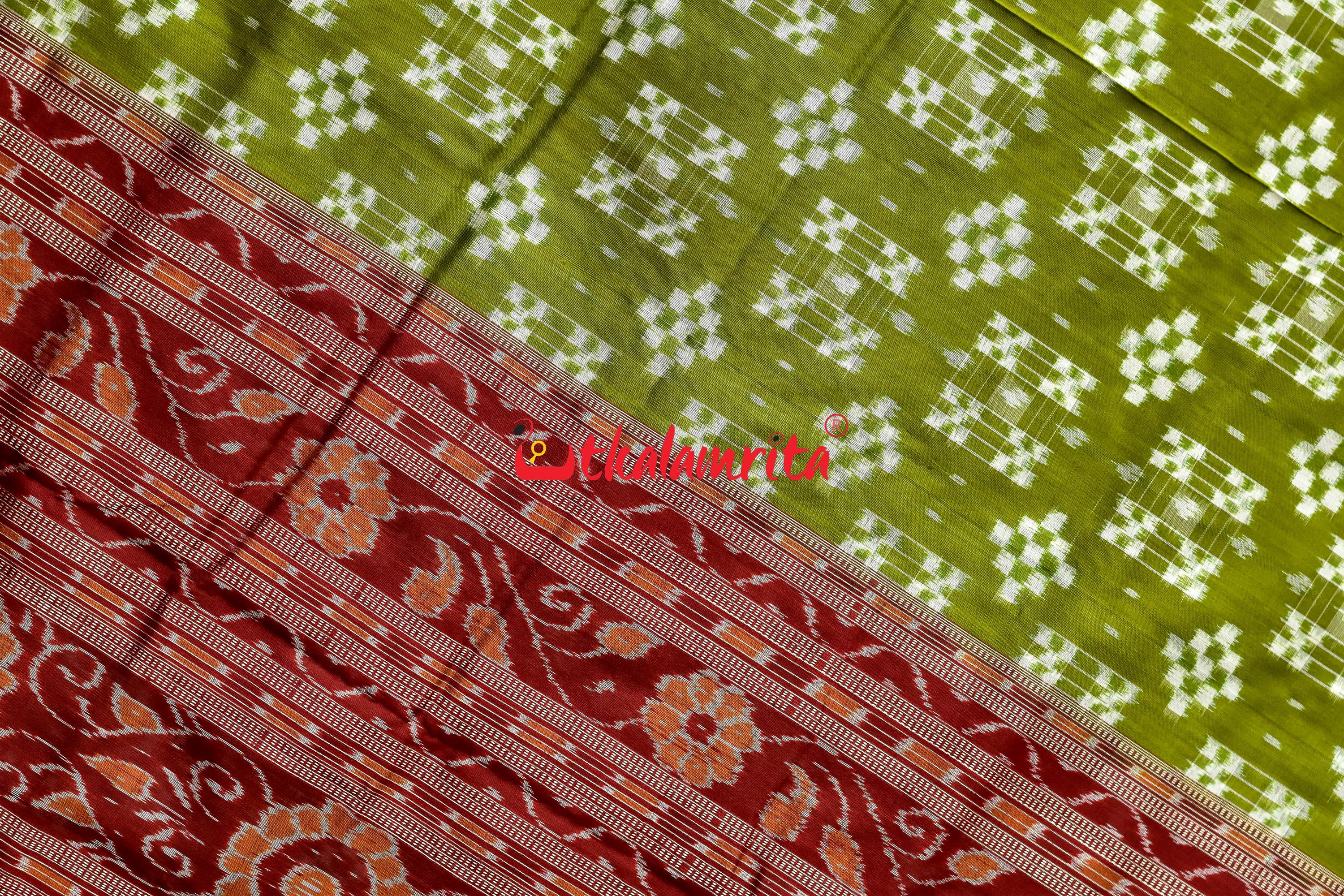 45 Kuthi Mehndi Maroon Pasapali Silk Saree