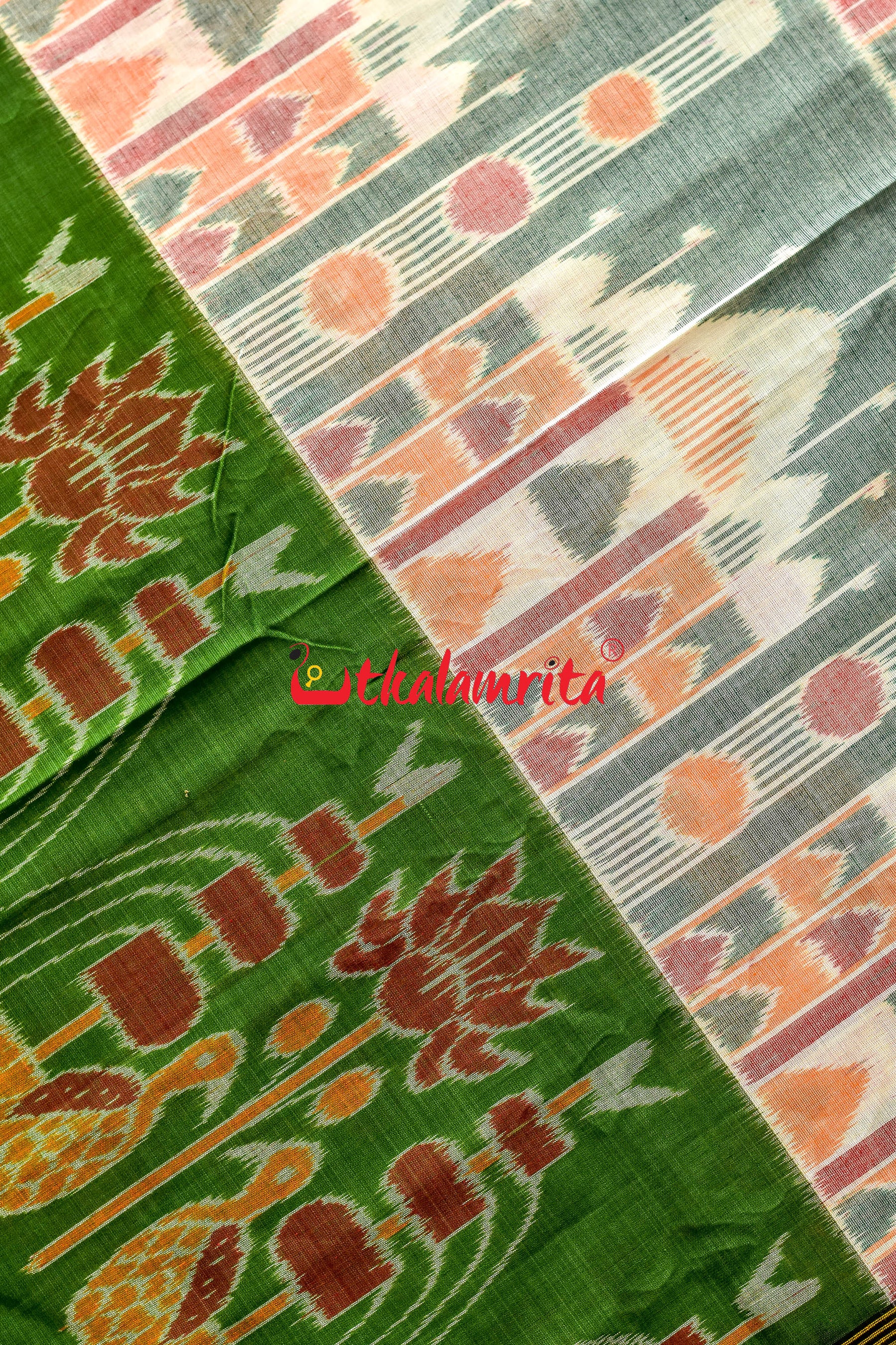 Half Half Taj Mahal Boita Mehndi Khandua Cotton Saree