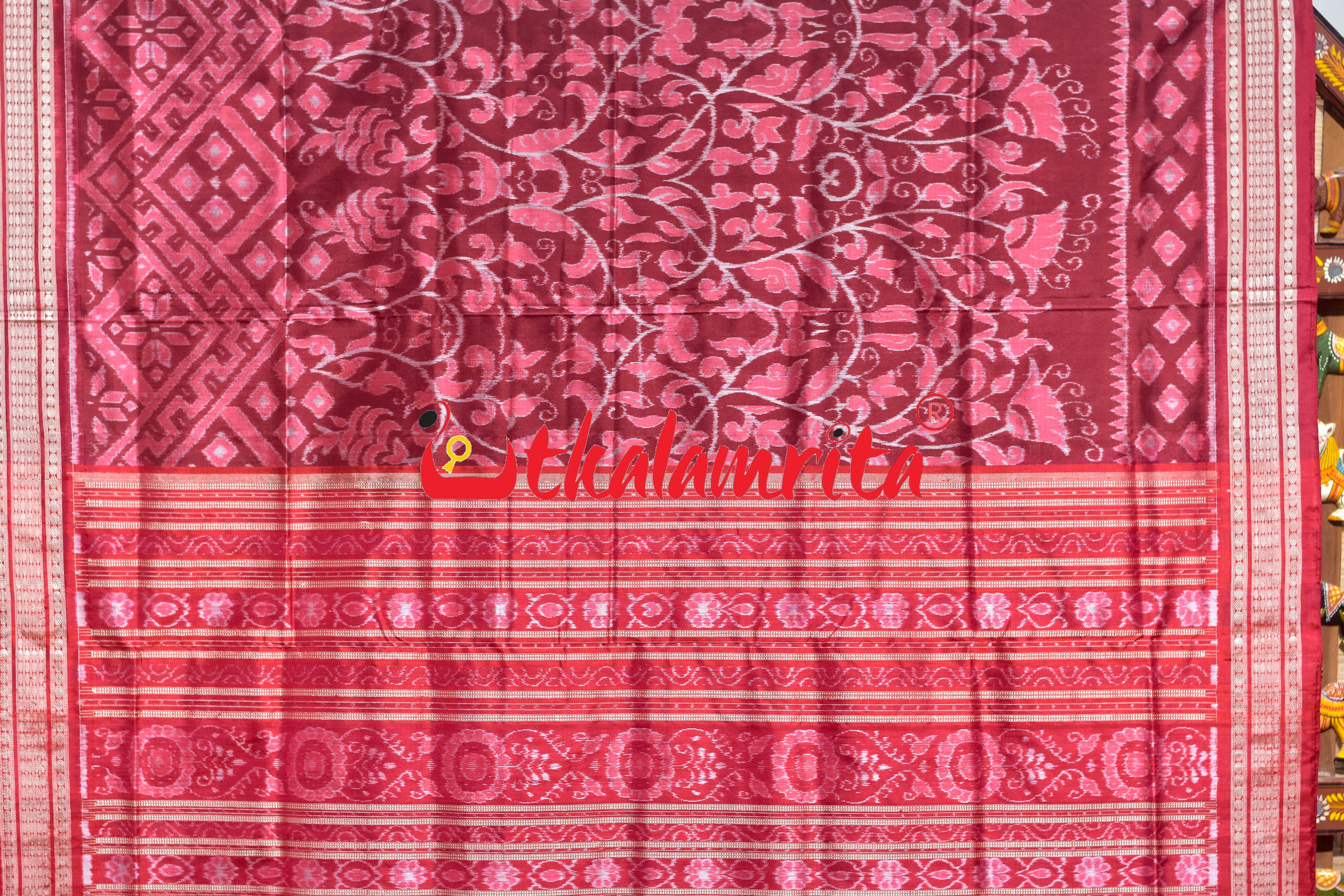 Coffee Pink Lata Patra Sambalpuri Silk Saree