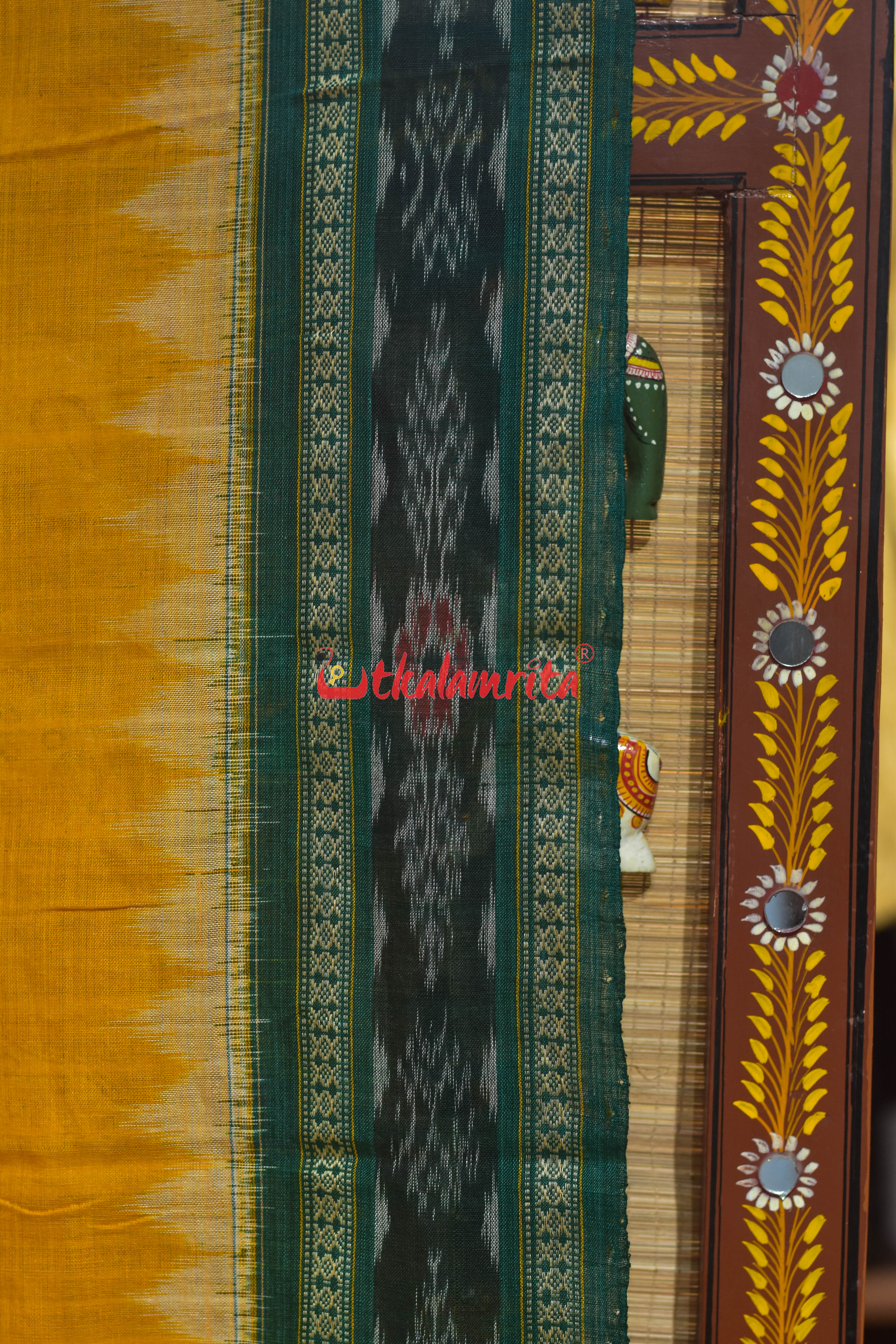 Musatrd with Green Flower Bandha Cotton (Dupatta)