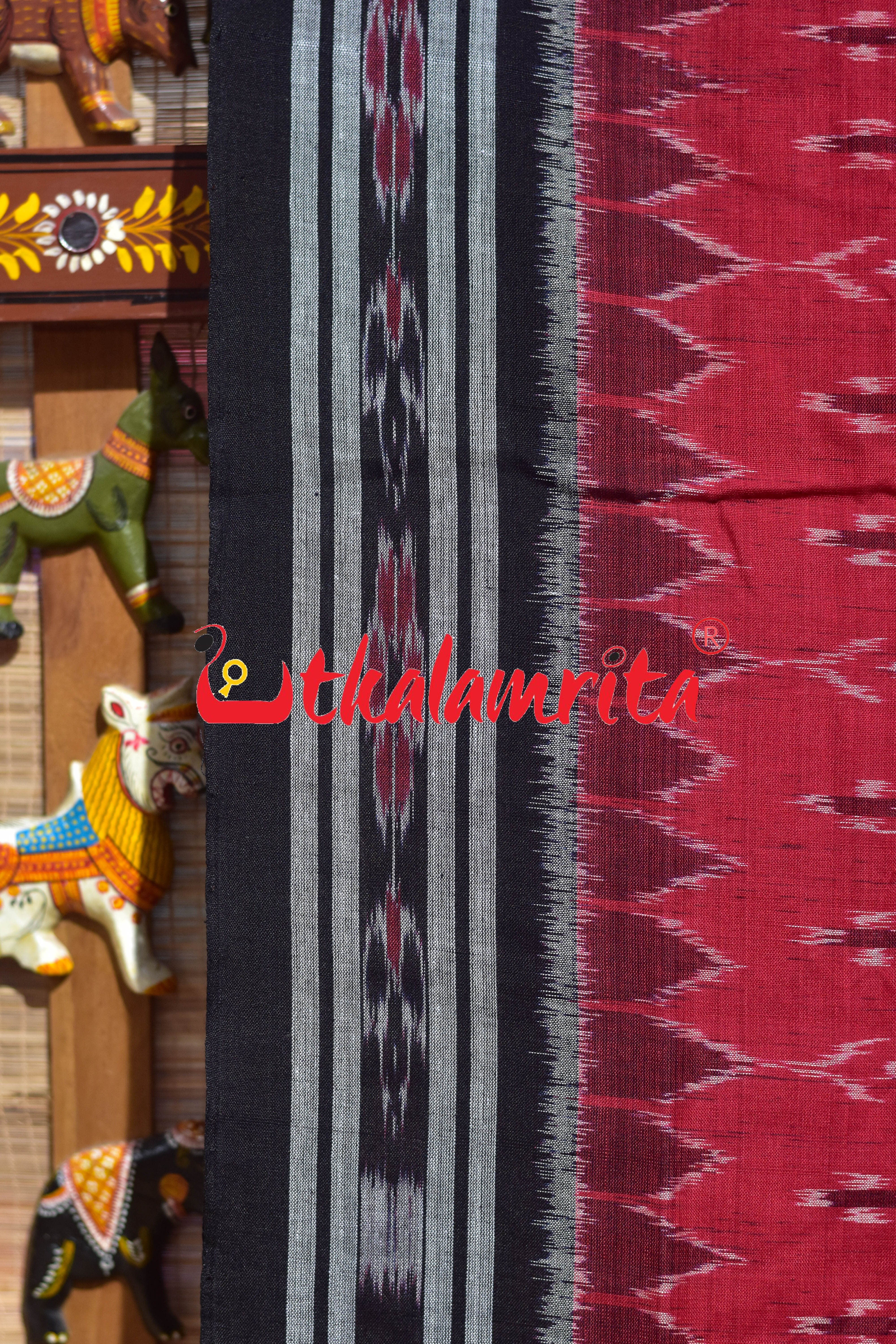 Red Black Body Bandha Khandua Cotton Saree
