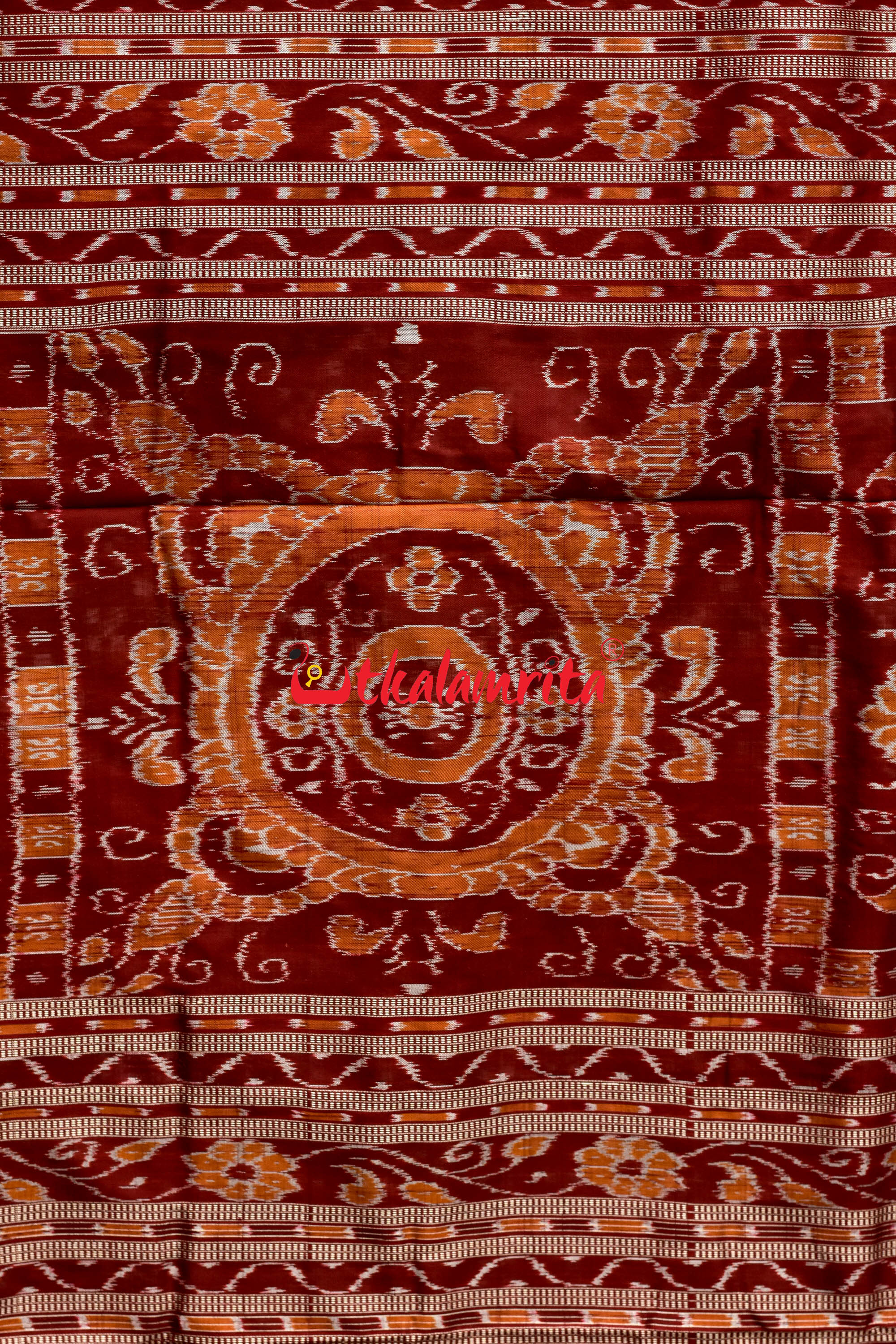 45 Kuthi Mehndi Maroon Pasapali Silk Saree