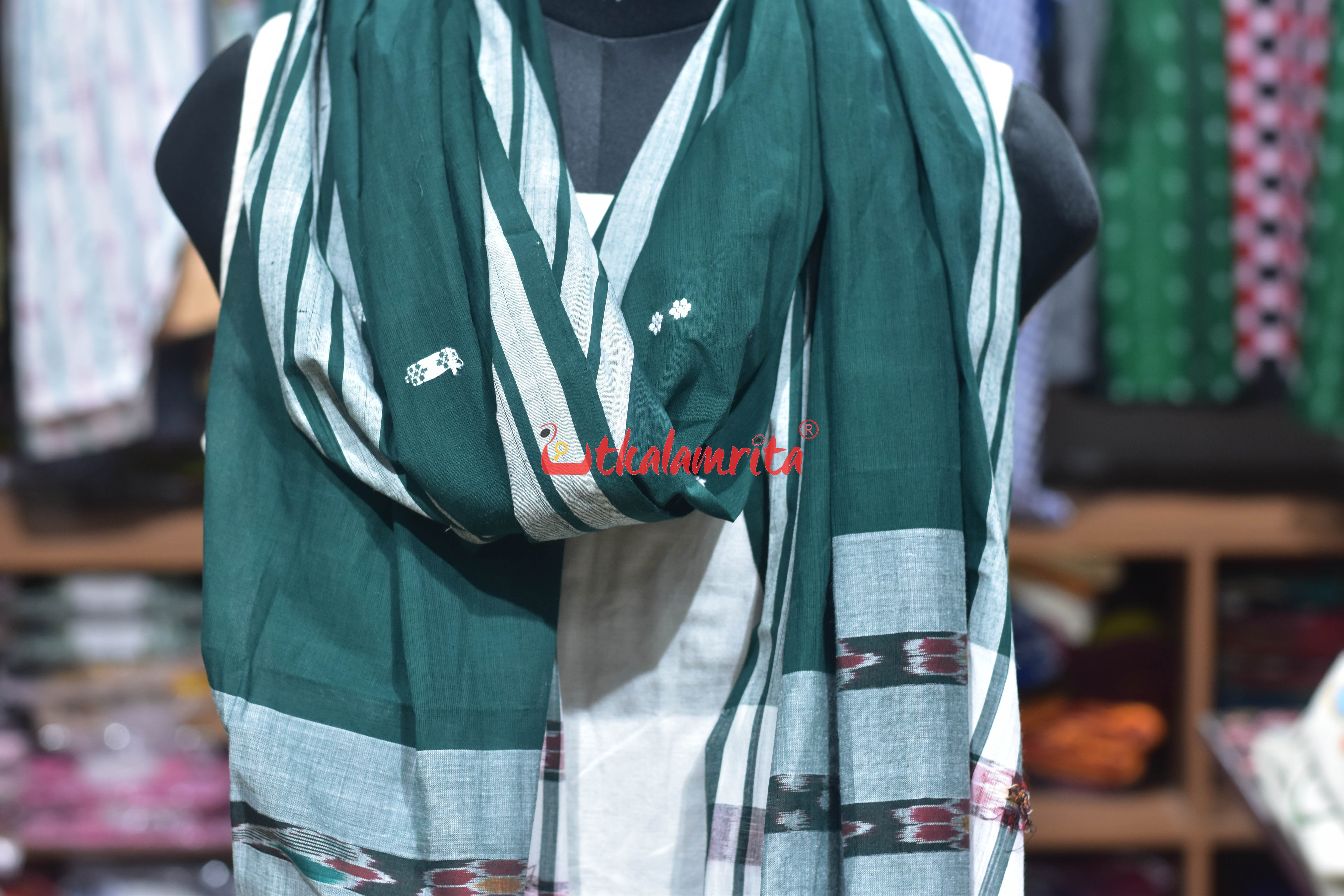 Bottle Green Pittala Single Cotton (Dupatta)