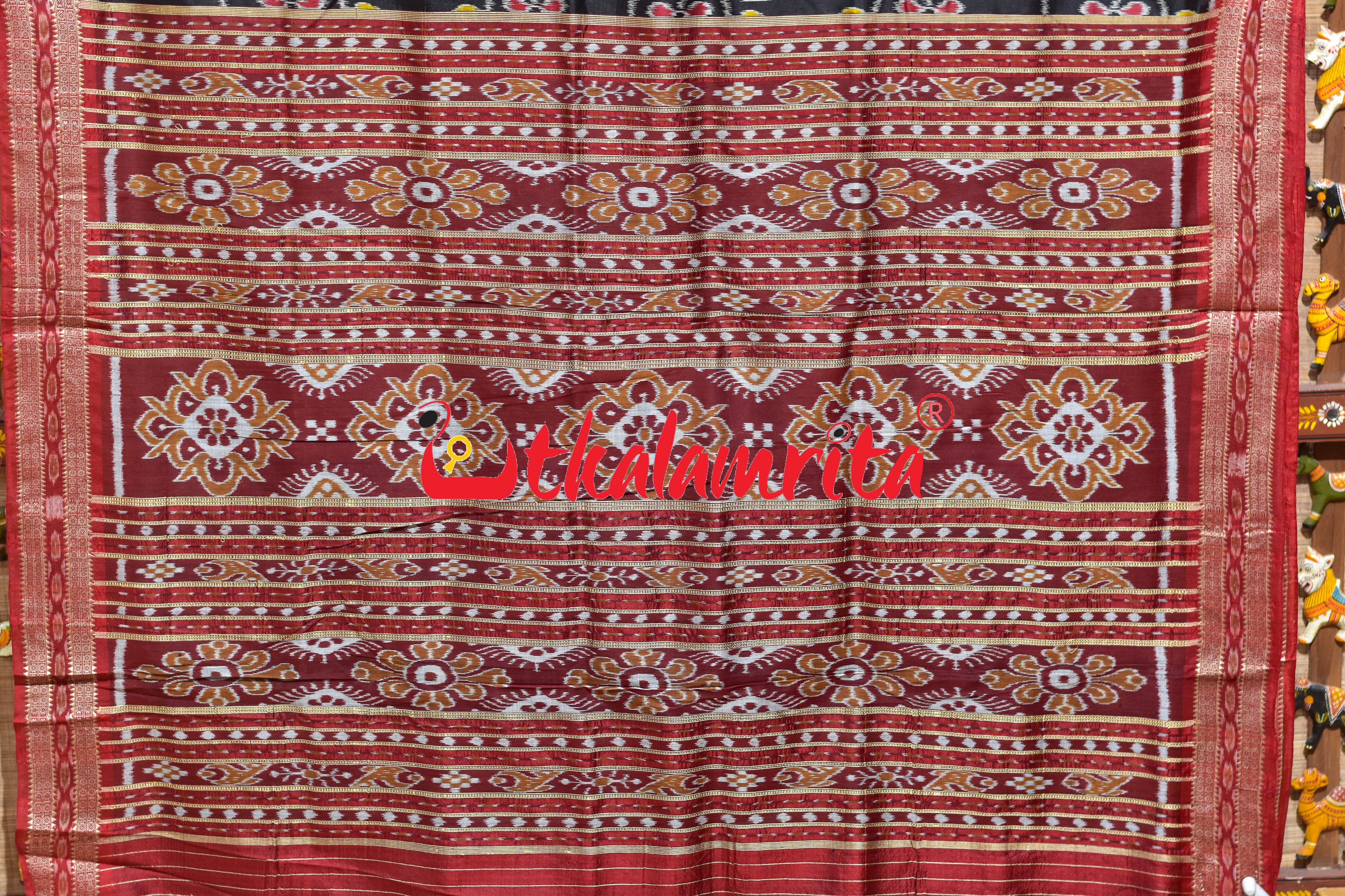 Black Body Lata Phula Khandua Silk Saree