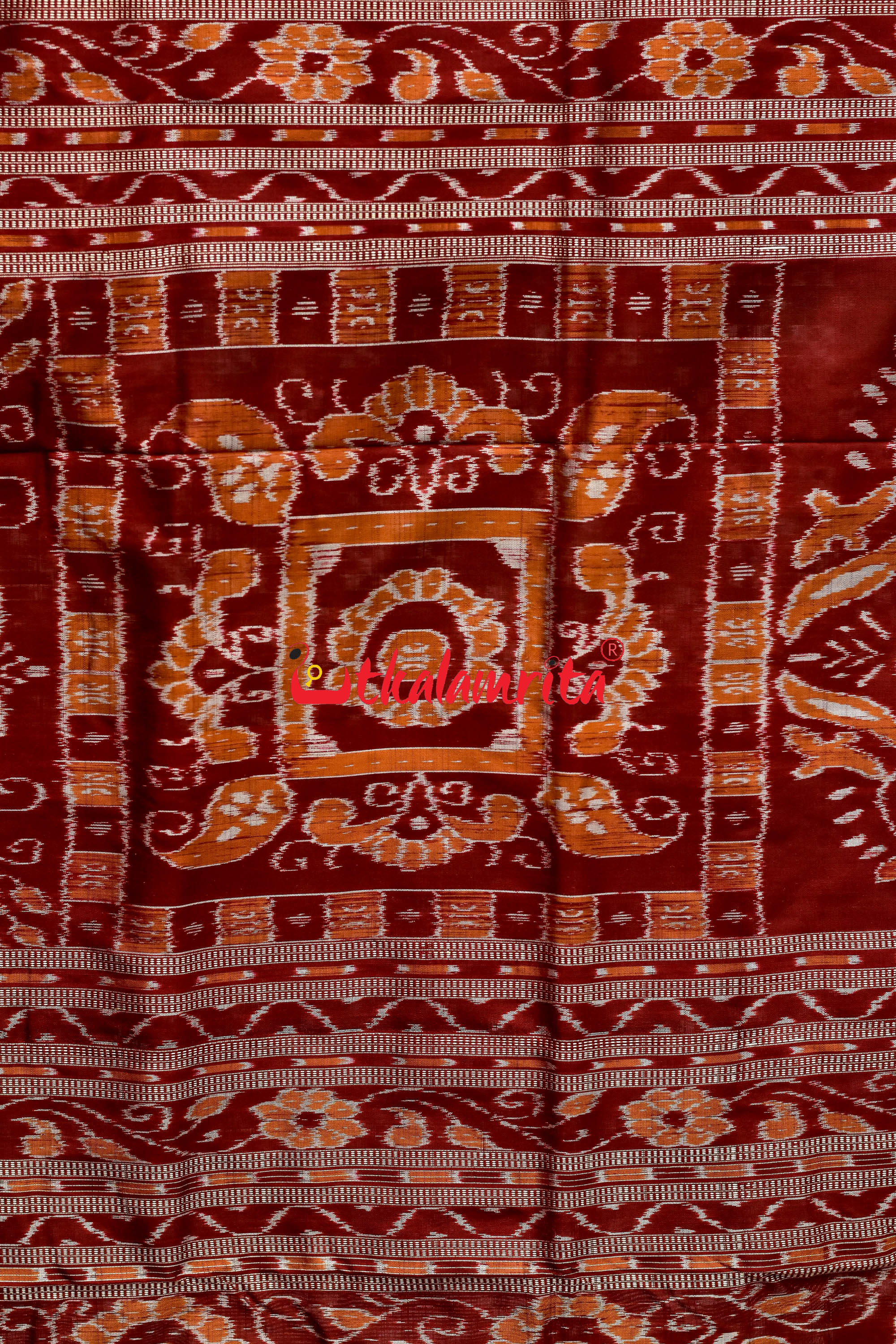 45 Kuthi Mehndi Maroon Pasapali Silk Saree