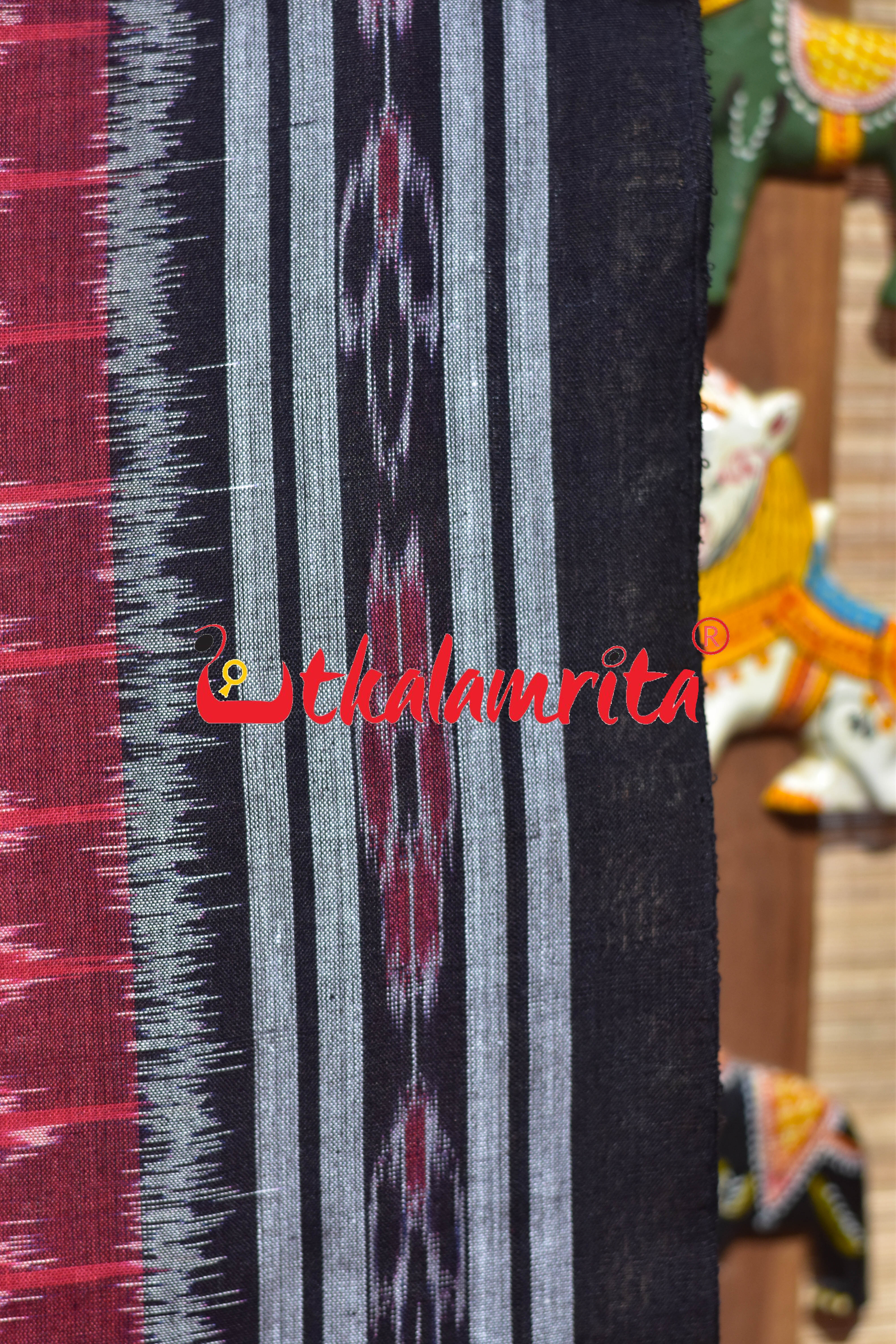 Red Black Body Bandha Khandua Cotton Saree
