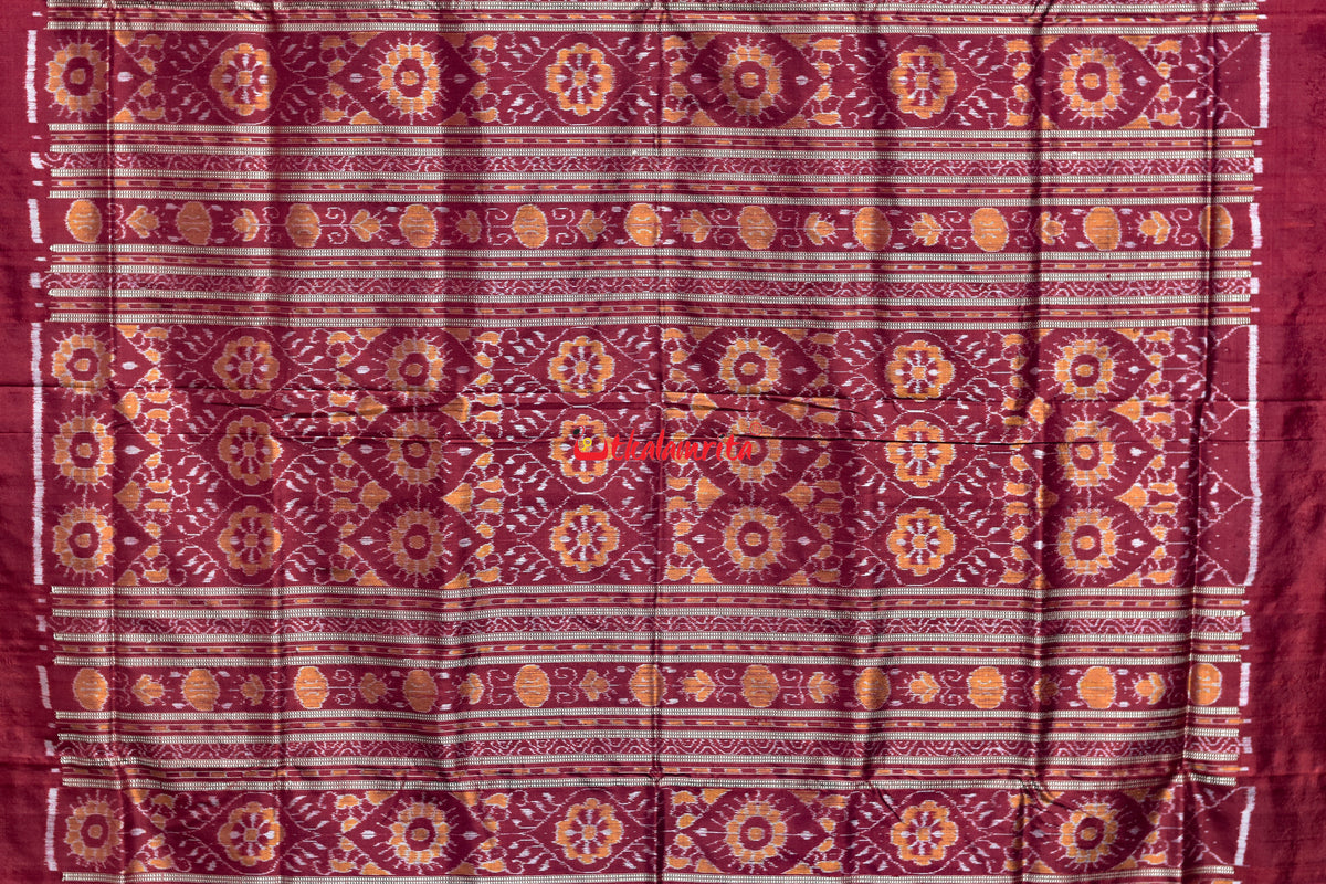 Dhadi Tribal Maroon Sambalpuri Silk Saree