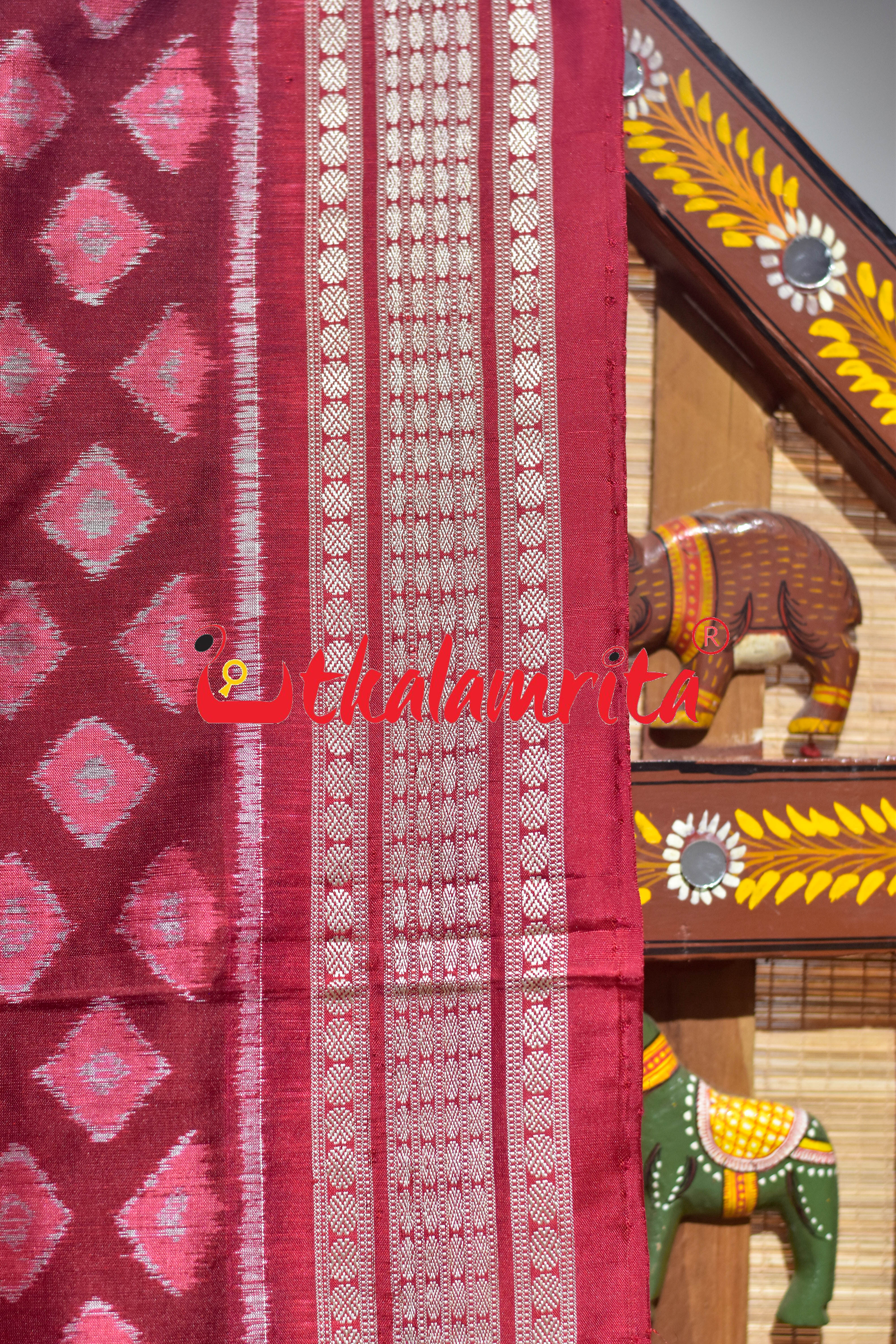 Coffee Pink Lata Patra Sambalpuri Silk Saree