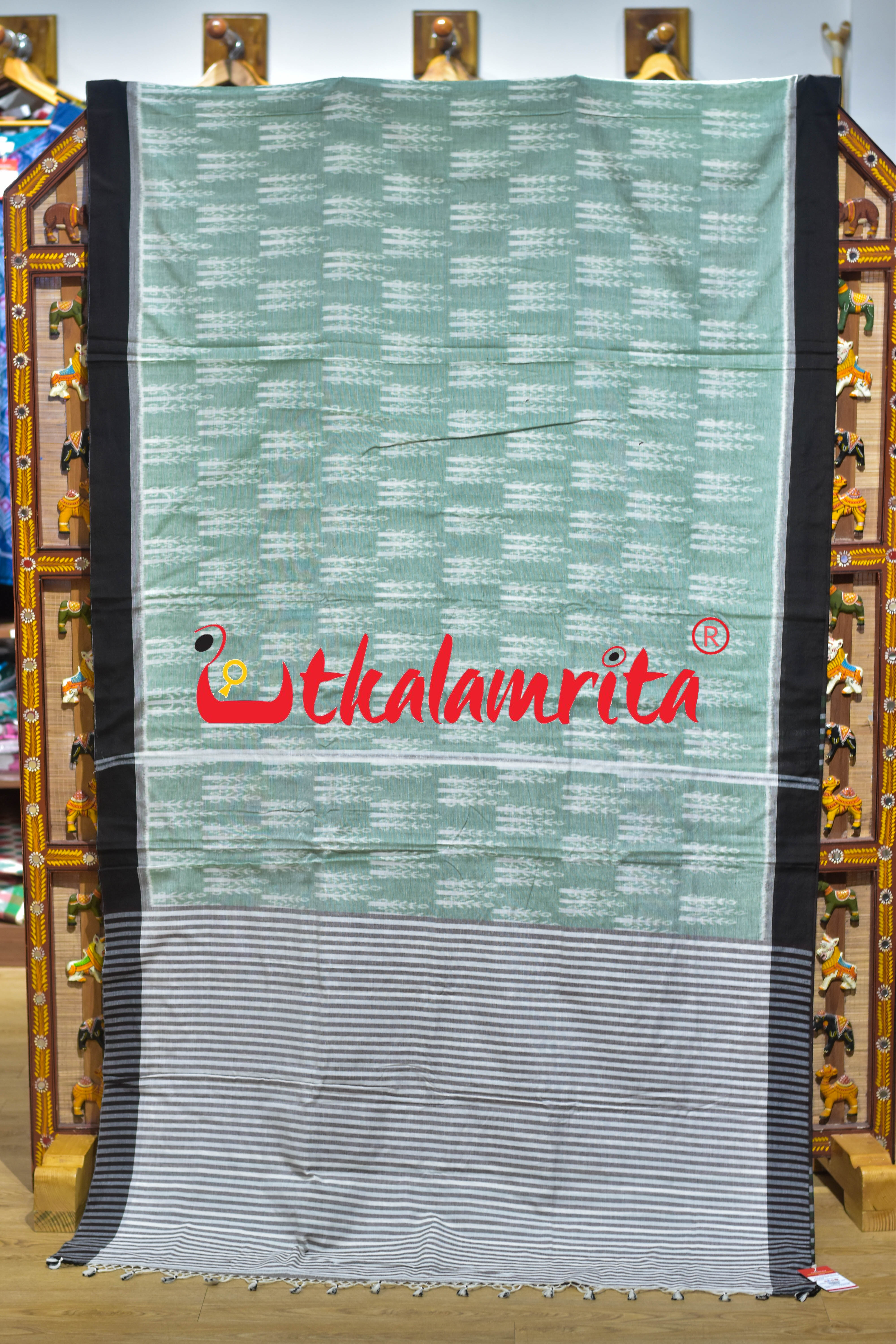 Mint Green Makka Chaonra Khandua Cotton Saree