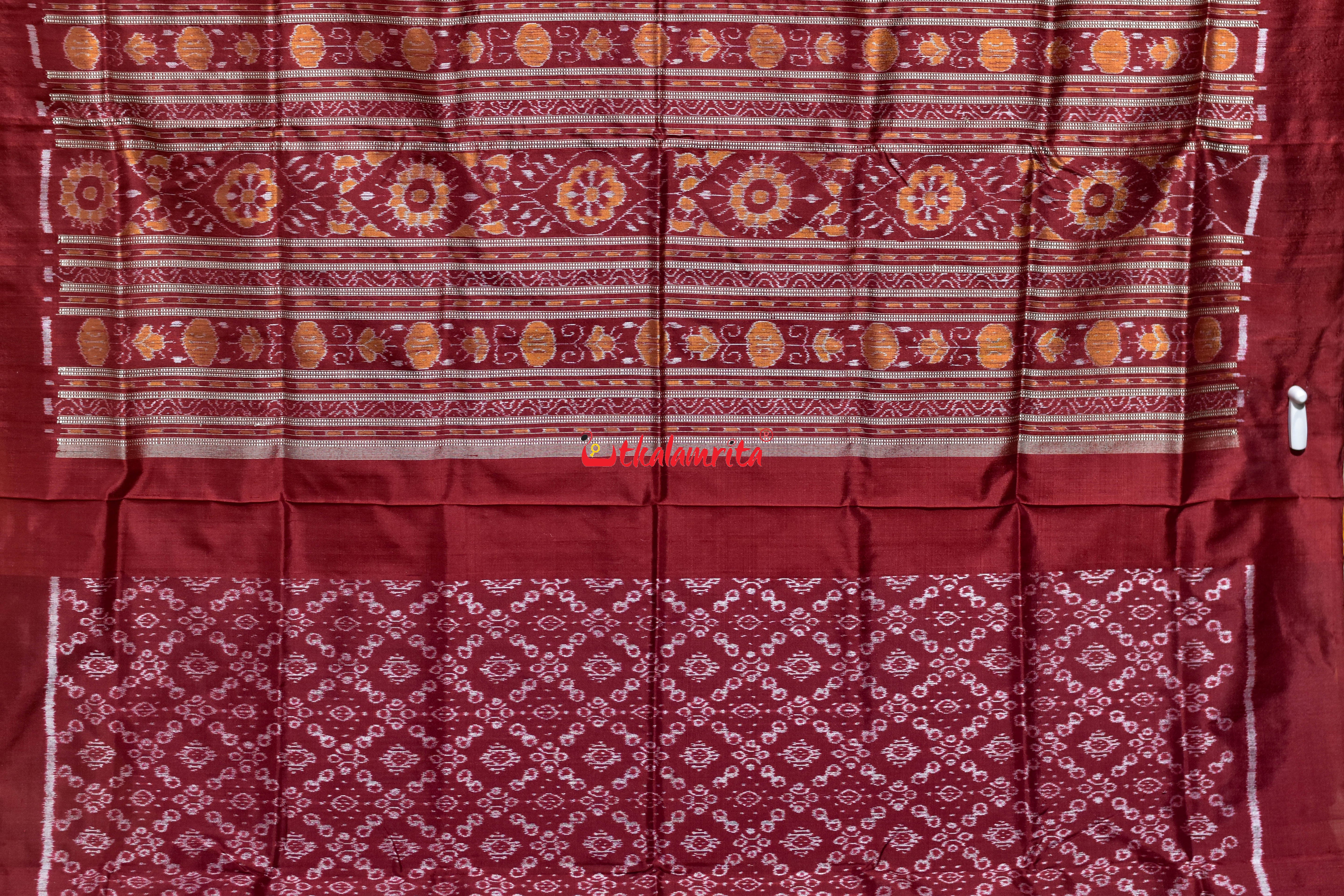 Dhadi Tribal Maroon Sambalpuri Silk Saree