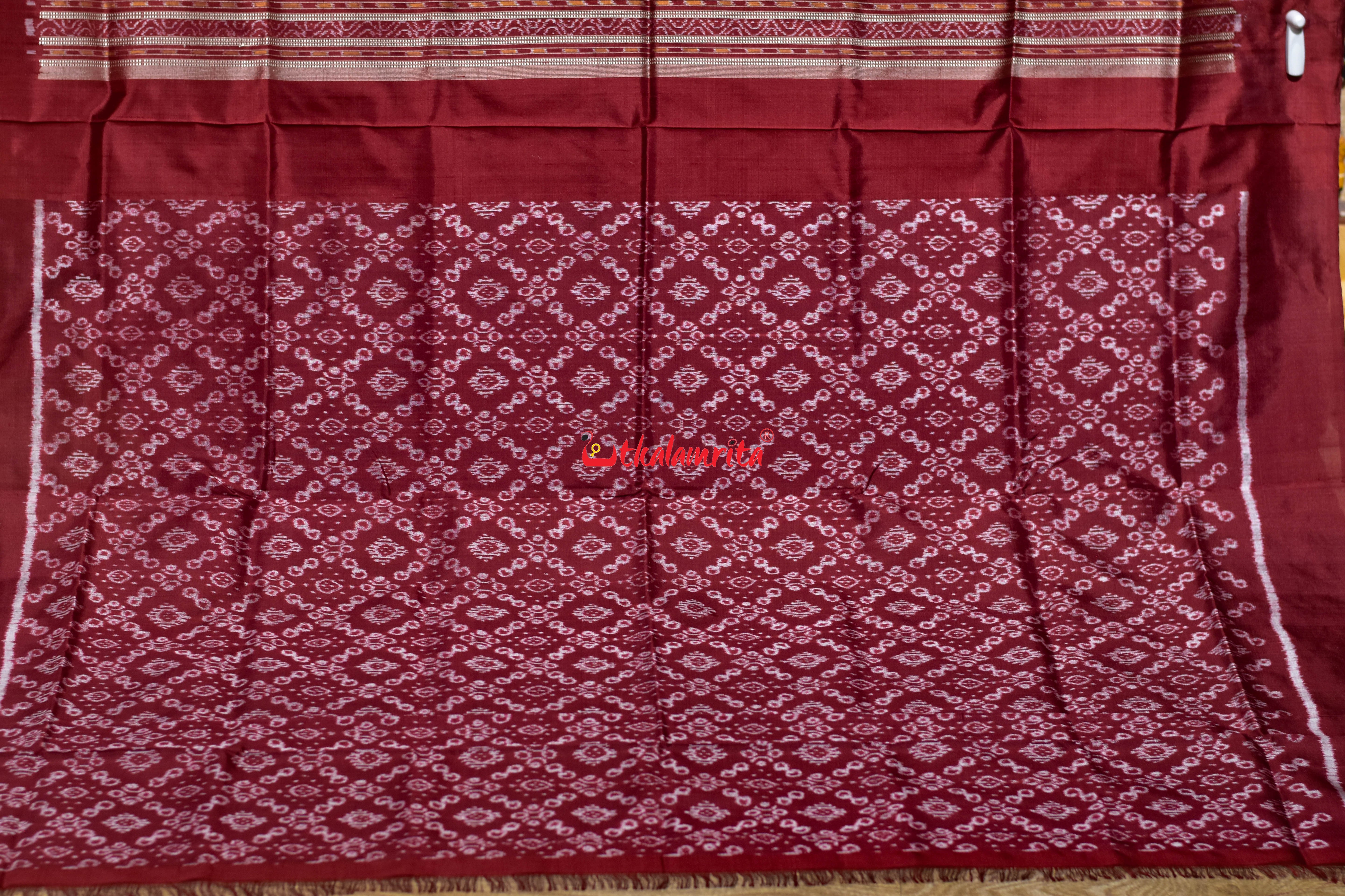 Dhadi Tribal Maroon Sambalpuri Silk Saree