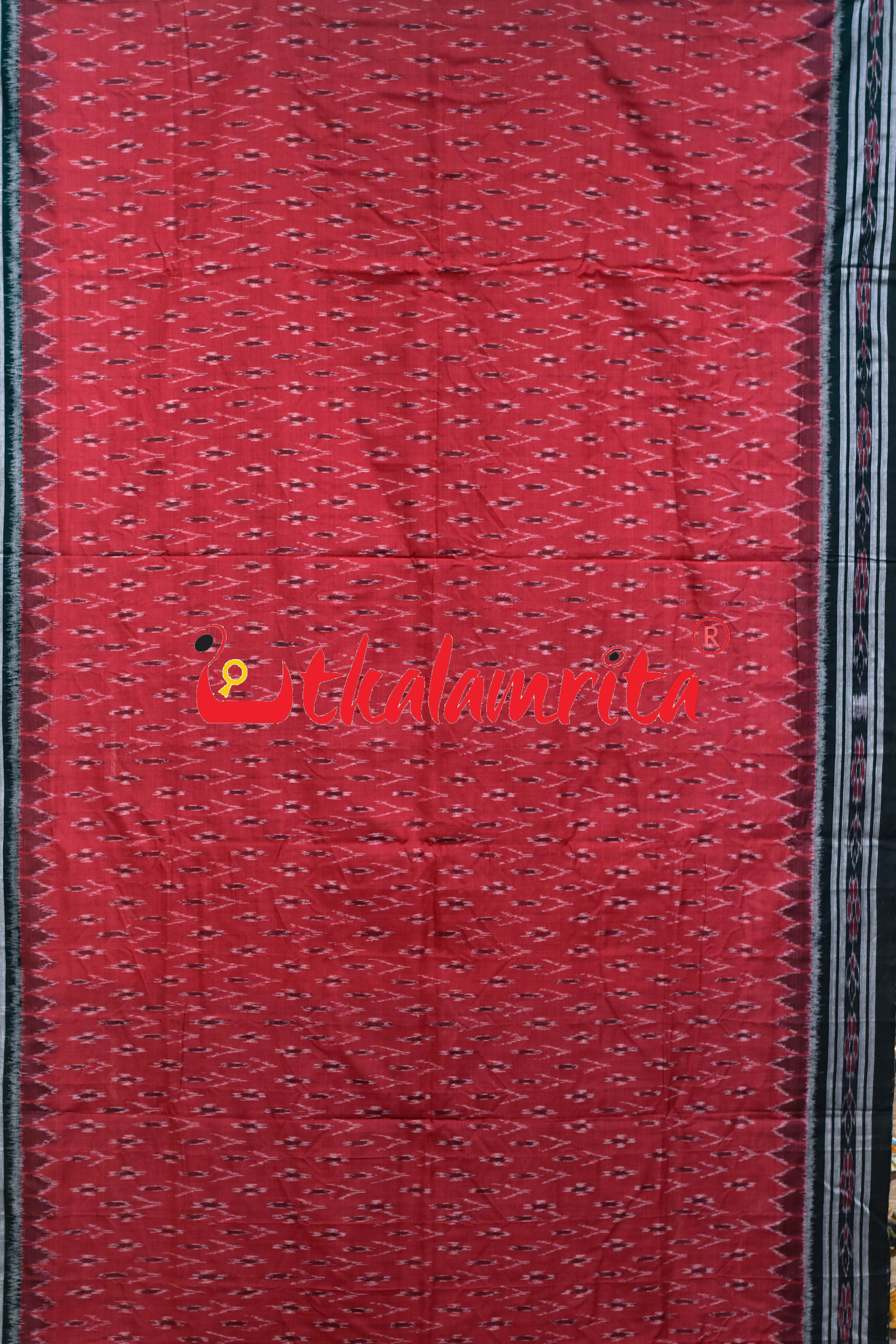 Red Black Body Bandha Khandua Cotton Saree