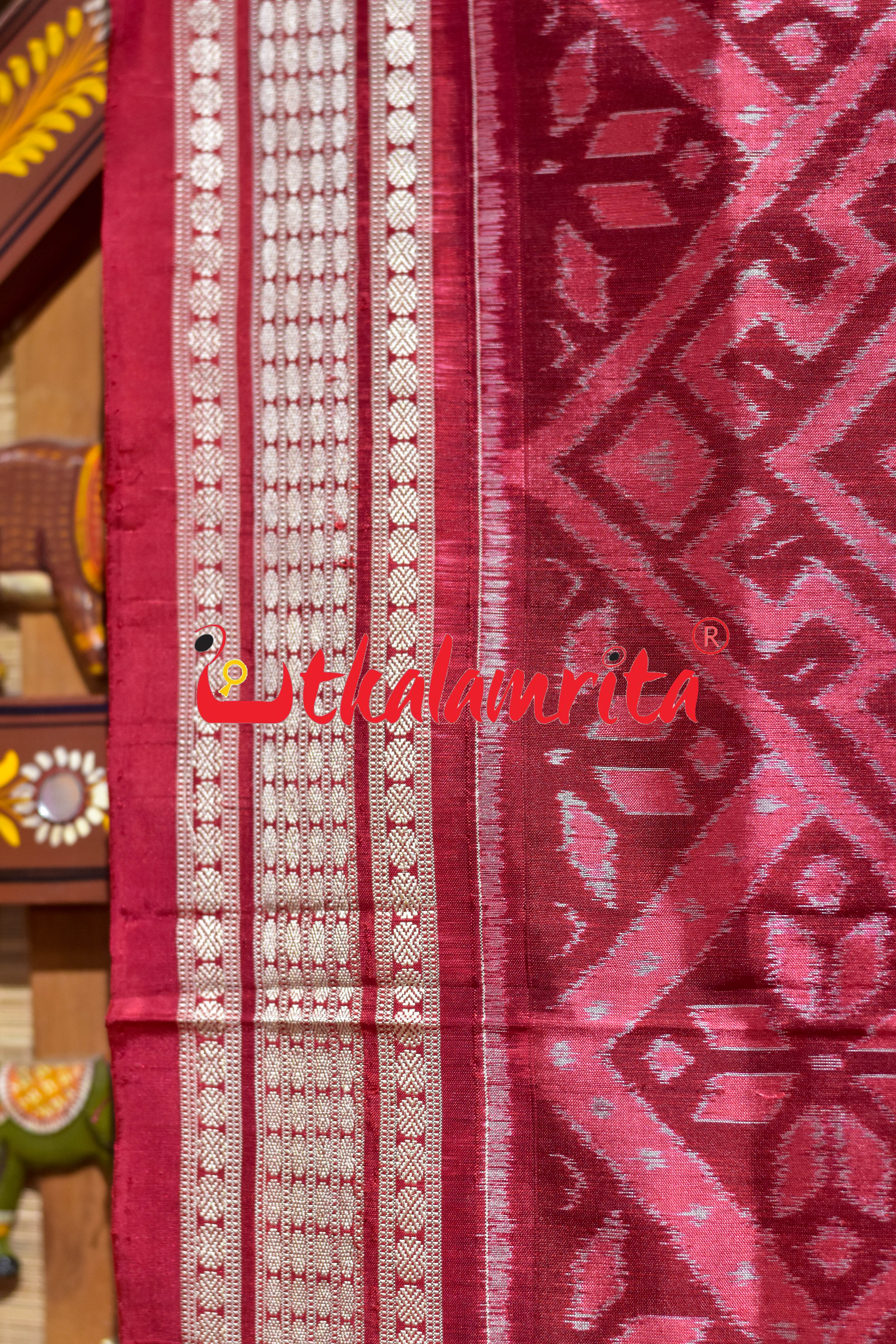 Coffee Pink Lata Patra Sambalpuri Silk Saree